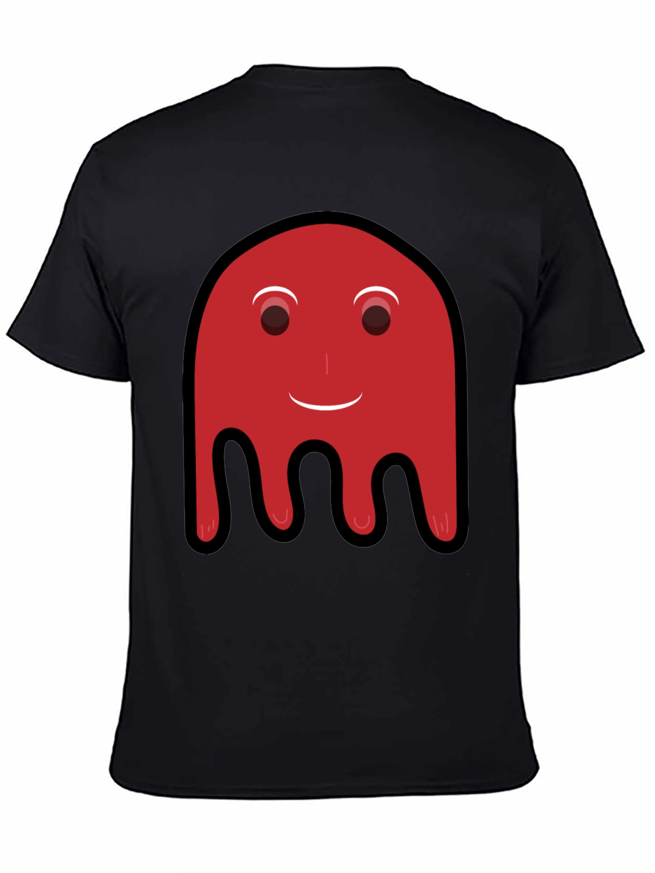 Red Ghost Graphic Print Black T-Shirt