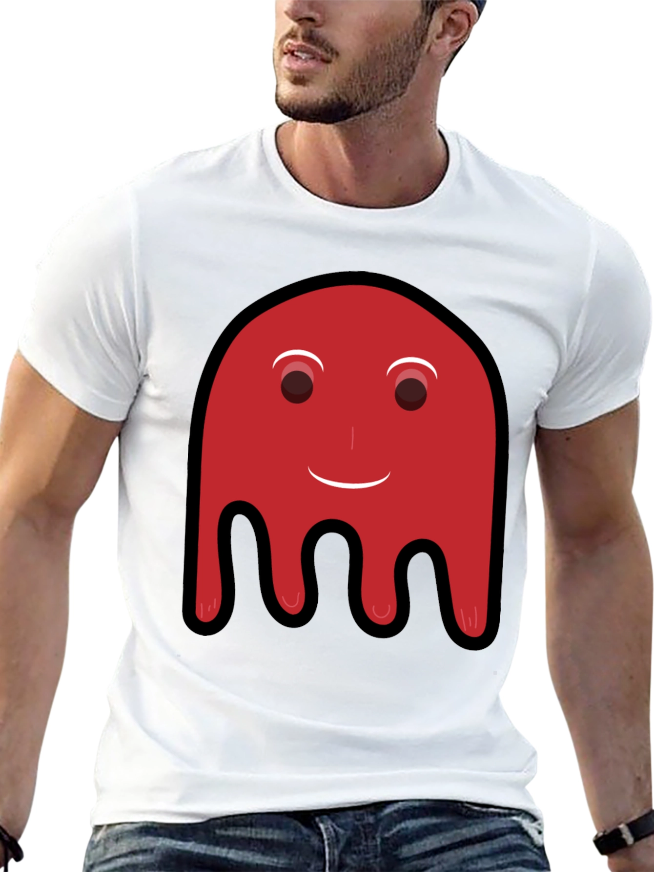 Red Ghost Graphic Print Black T-Shirt