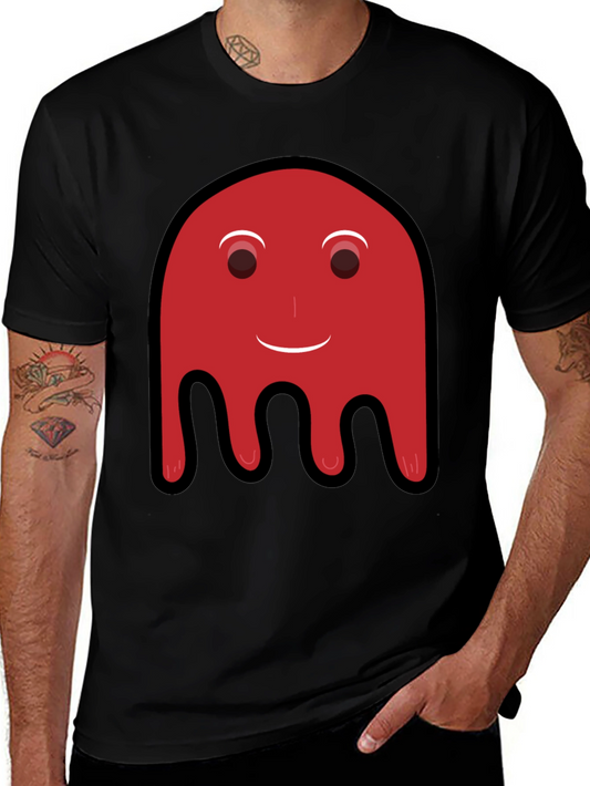 Red Ghost Graphic Print Black T-Shirt