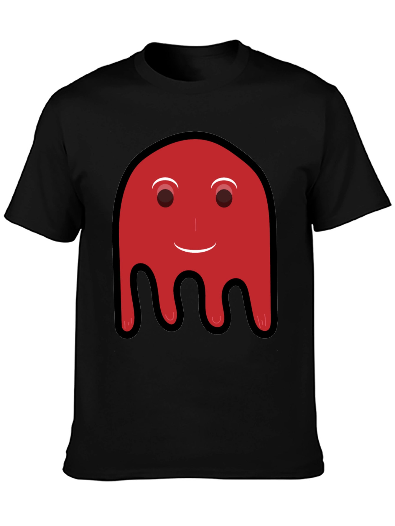 Red Ghost Graphic Print Black T-Shirt