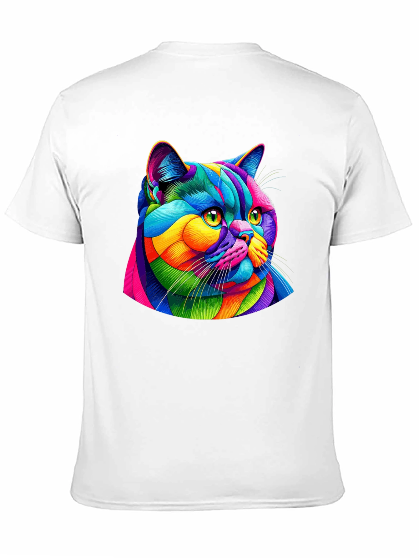 Vibrant Cat Graphic Tee - Mens Black T-Shirt
