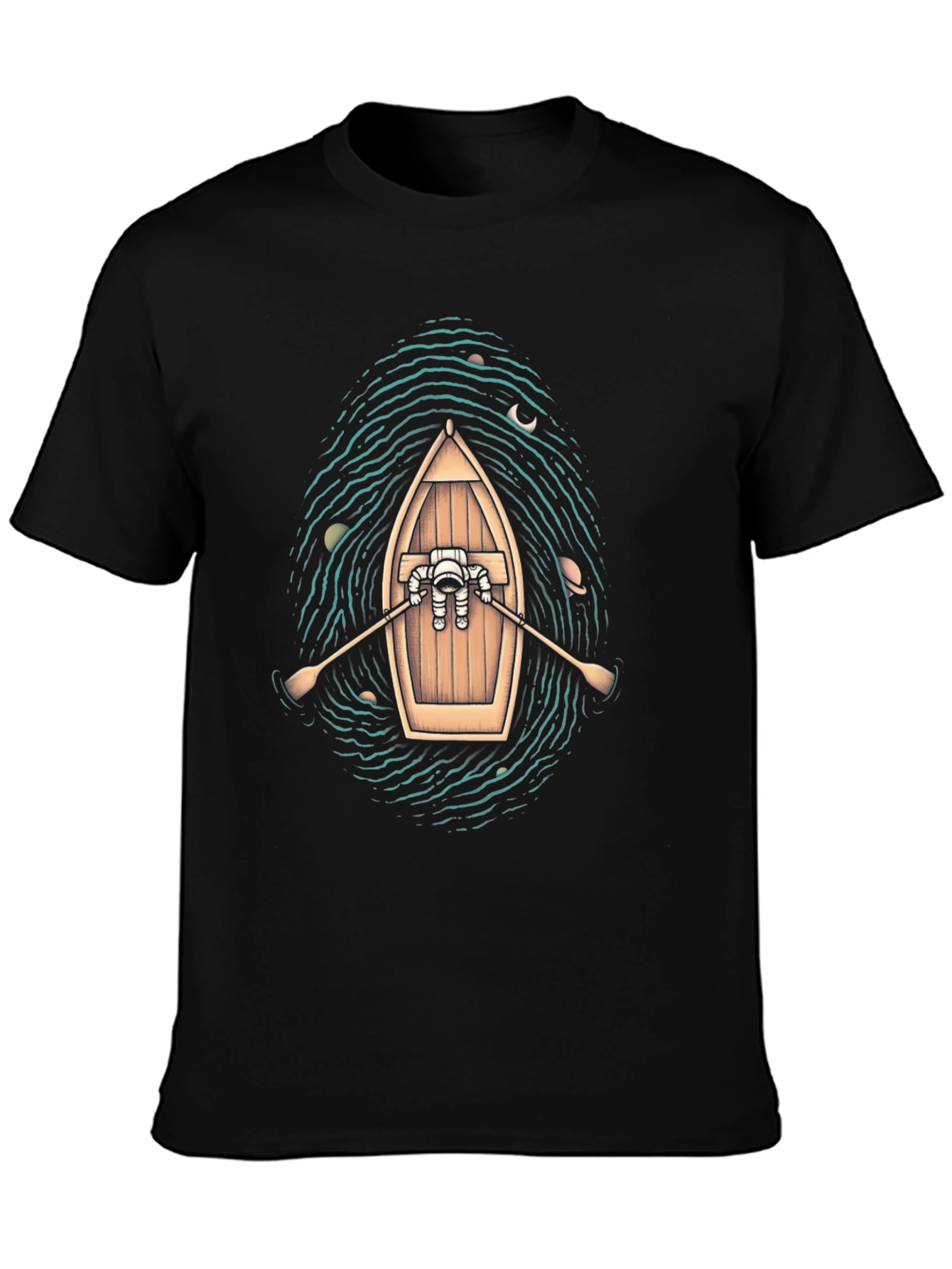 Astronaut Galaxy Rowboat Graphic T-Shirt