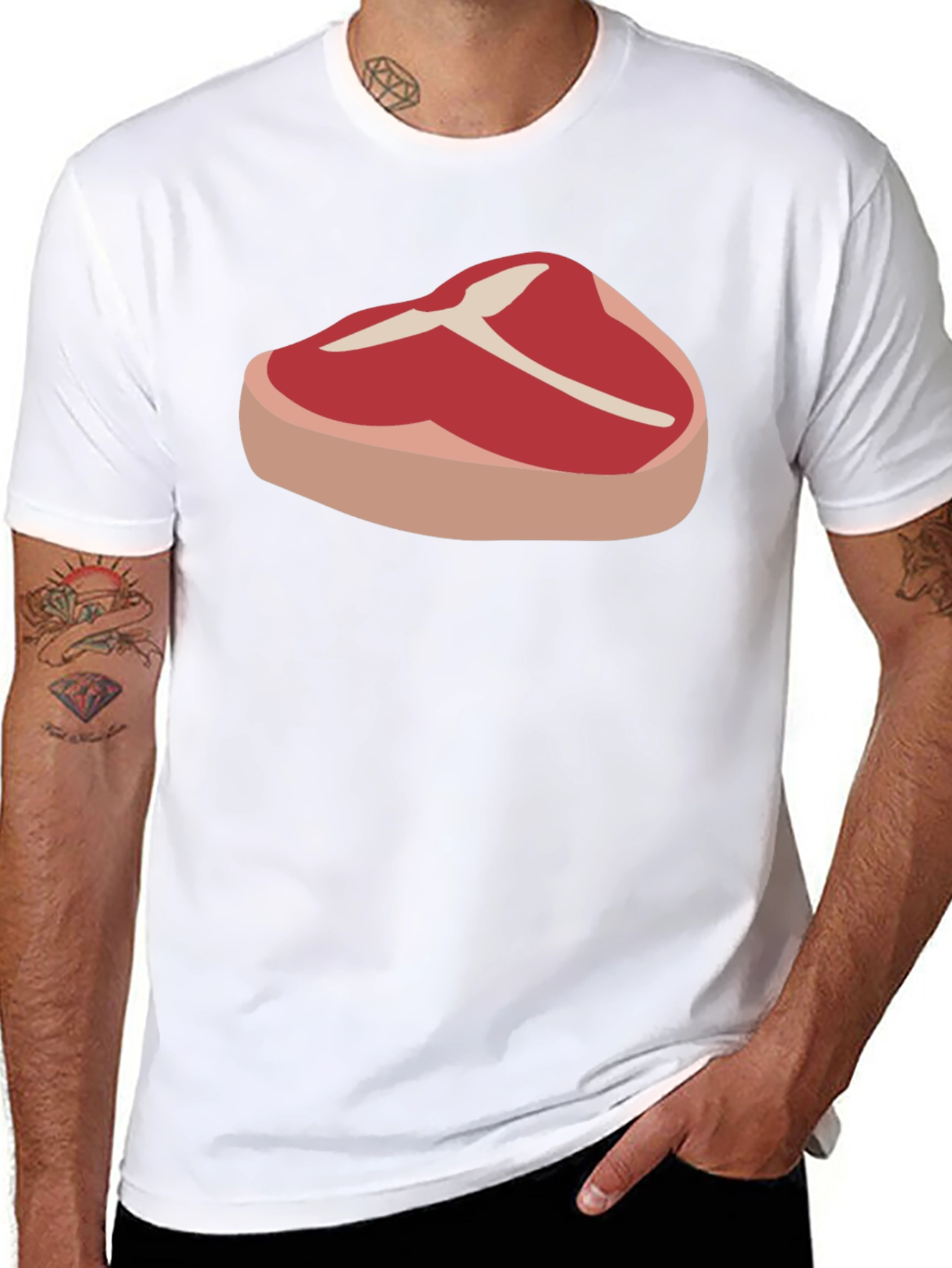 Steak Graphic Tee - Black Cotton T-Shirt