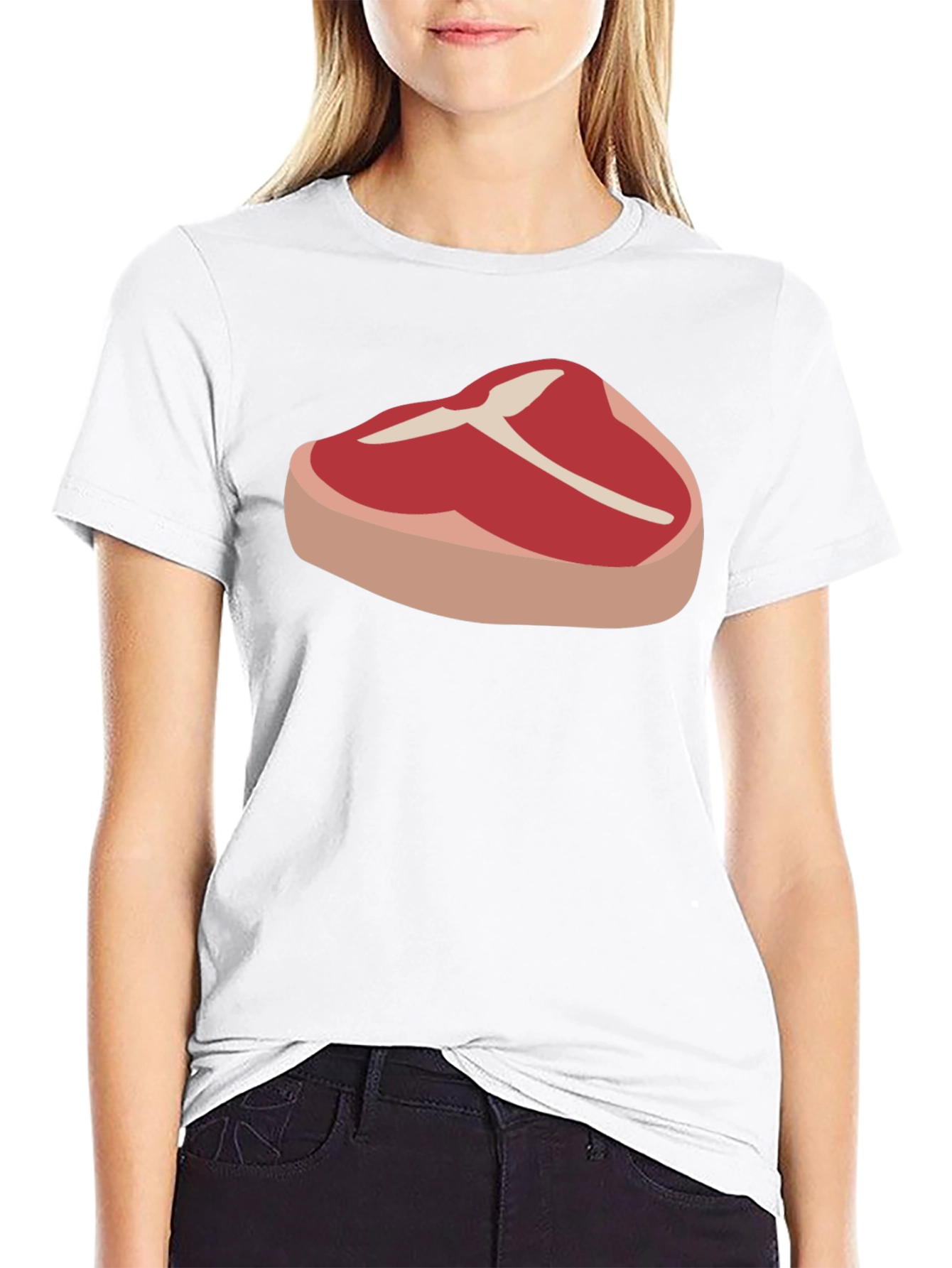 Steak Graphic Tee - Black Cotton T-Shirt