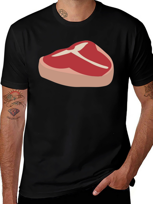 Steak Graphic Tee - Black Cotton T-Shirt
