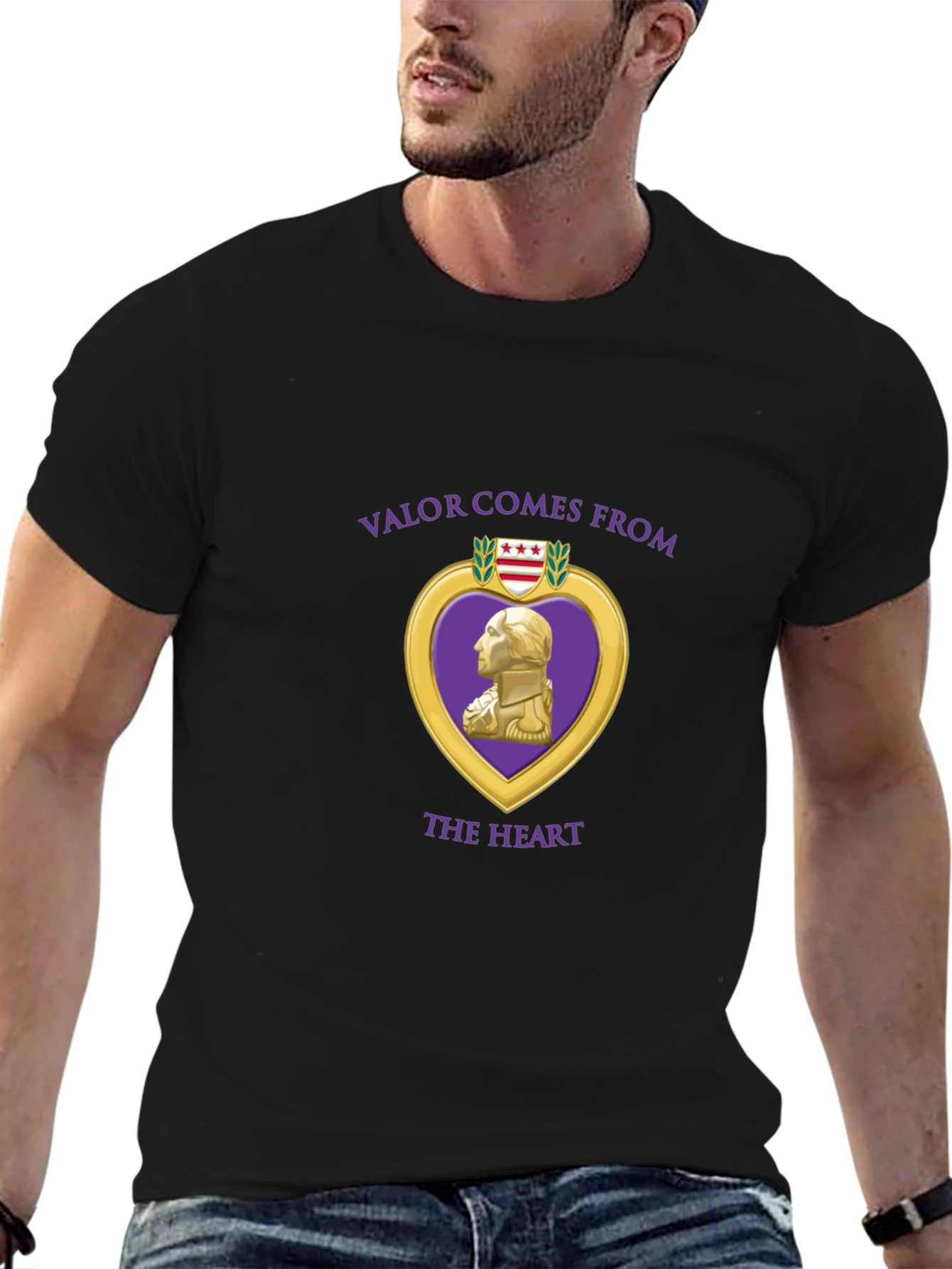 Valor Comes From the Heart Black T-Shirt