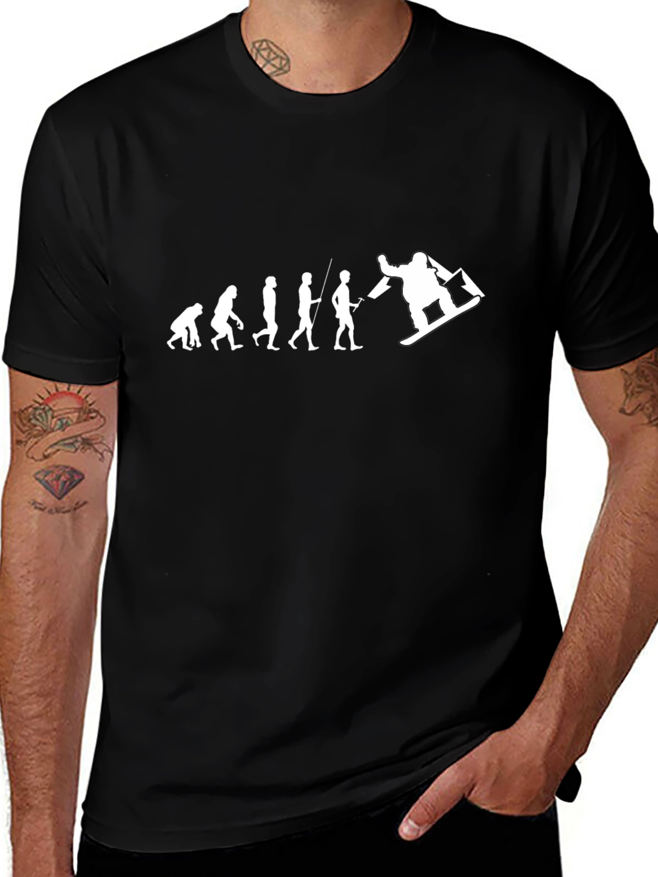 Snowboard Evolution T-Shirt - Black Cotton Tee