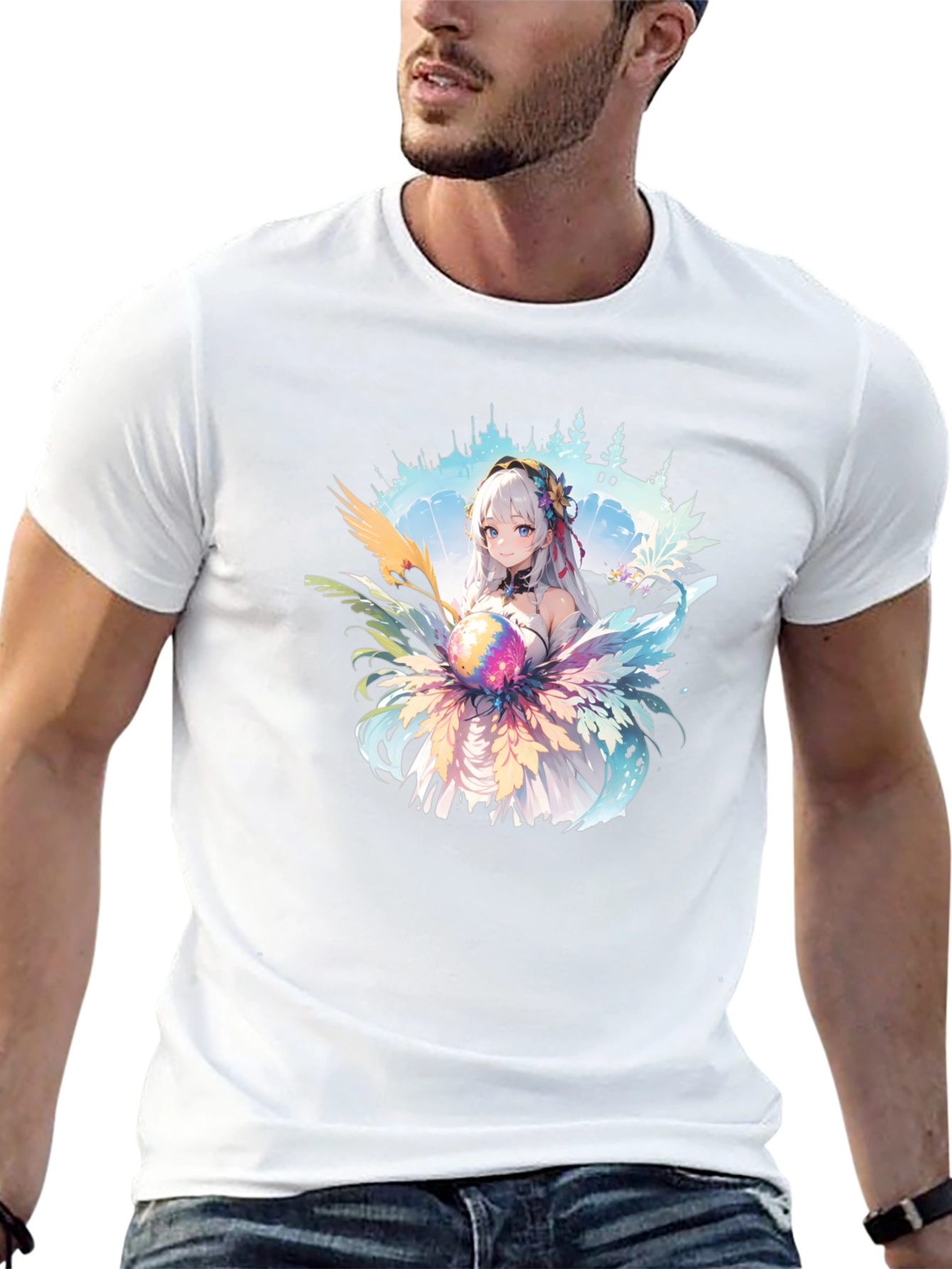 Anime Girl Graphic Tee - Stylish Cotton Blend Shirt