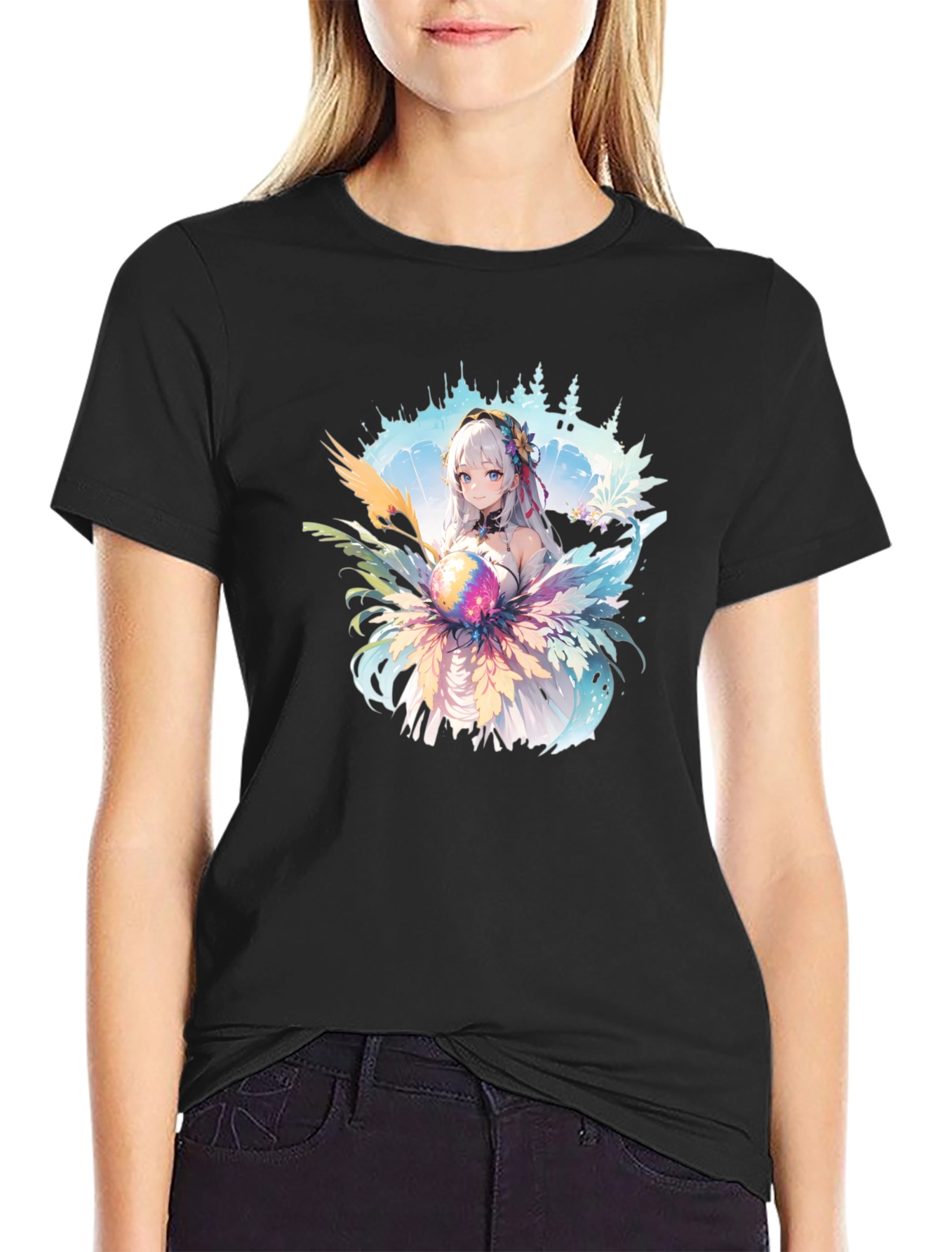 Anime Girl Graphic Tee - Stylish Cotton Blend Shirt