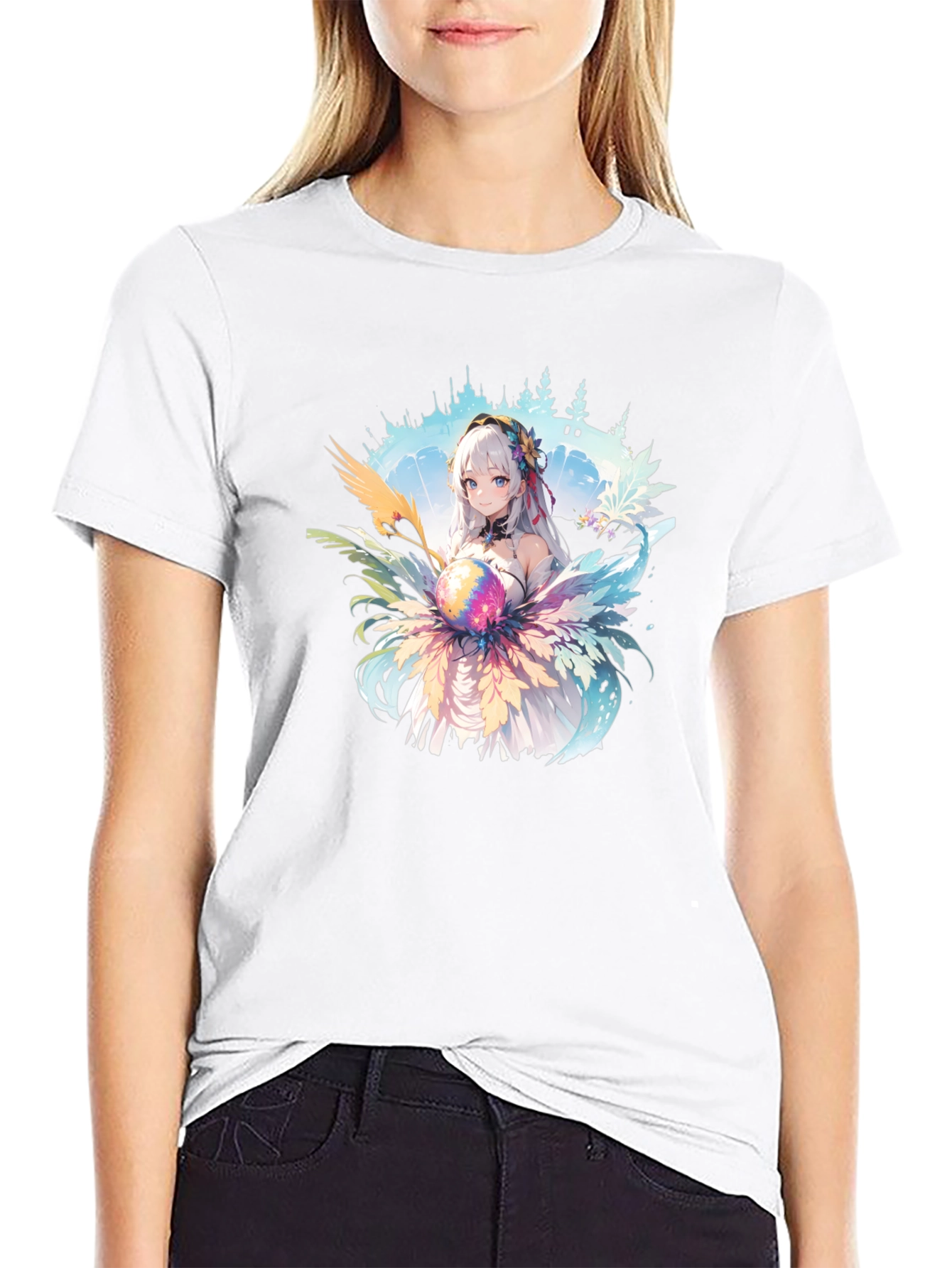 Anime Girl Graphic Tee - Stylish Cotton Blend Shirt