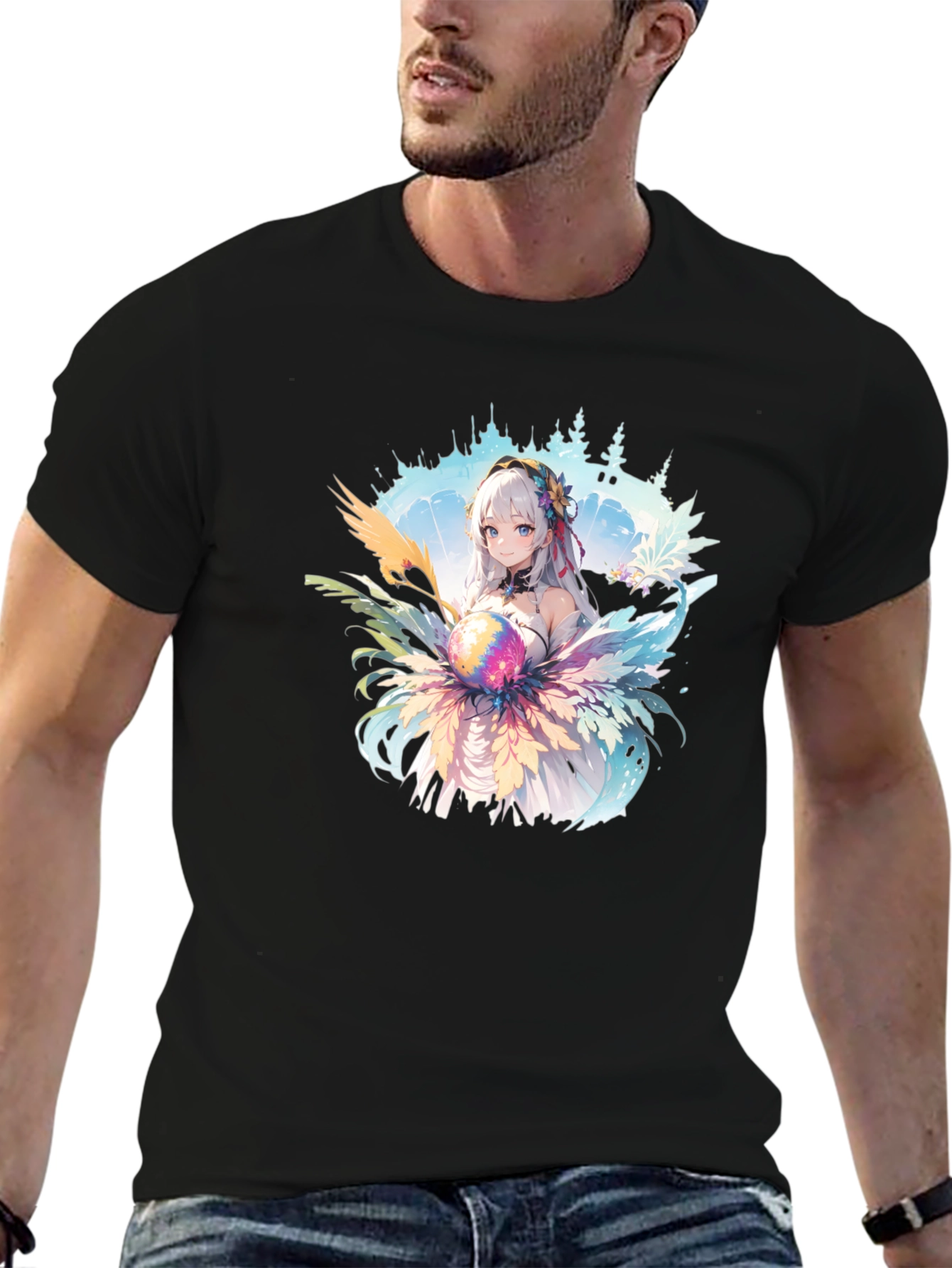 Anime Girl Graphic Tee - Stylish Cotton Blend Shirt
