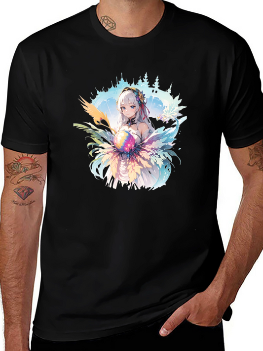 Anime Girl Graphic Tee - Stylish Cotton Blend Shirt