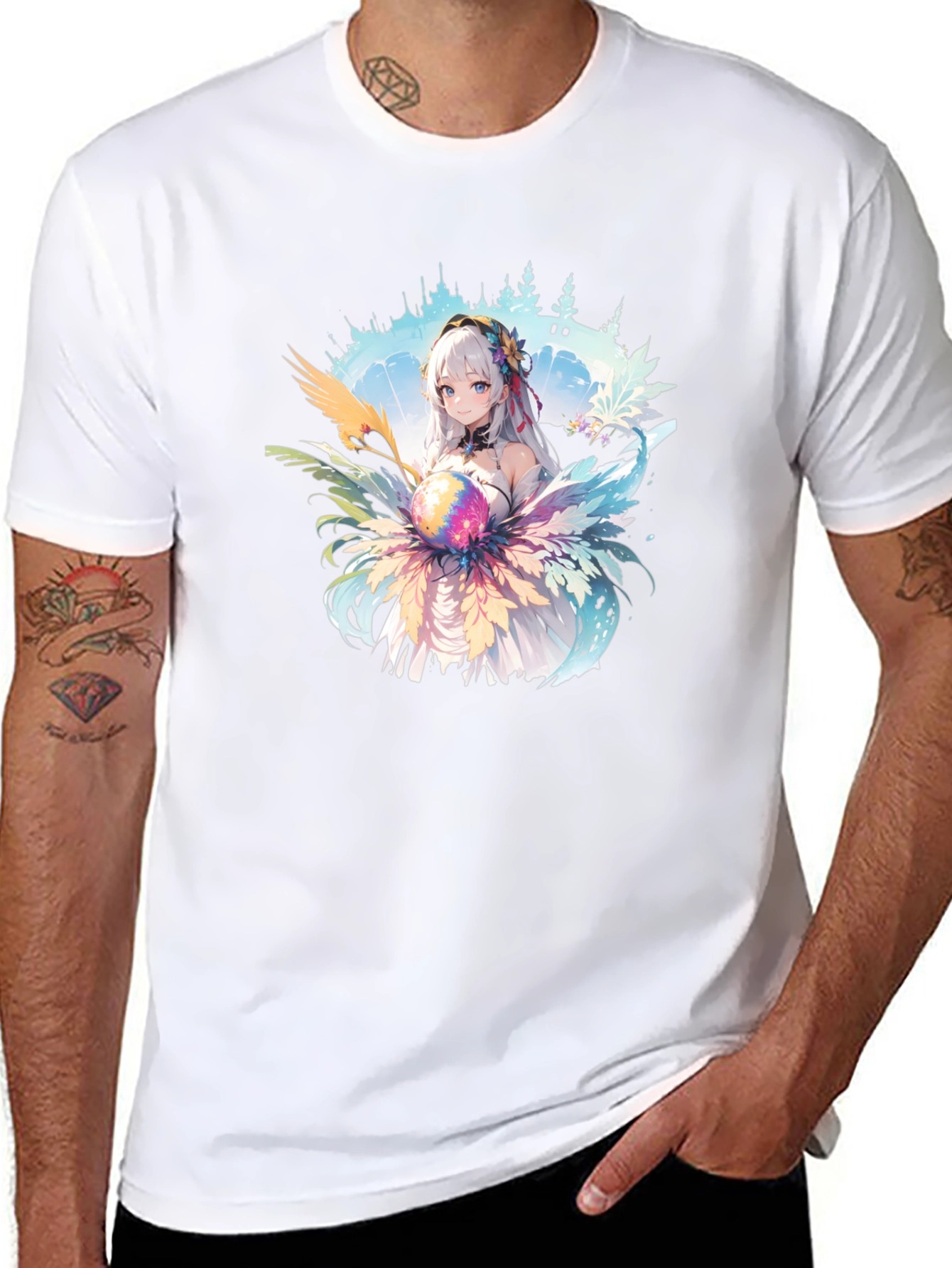 Anime Girl Graphic Tee - Stylish Cotton Blend Shirt