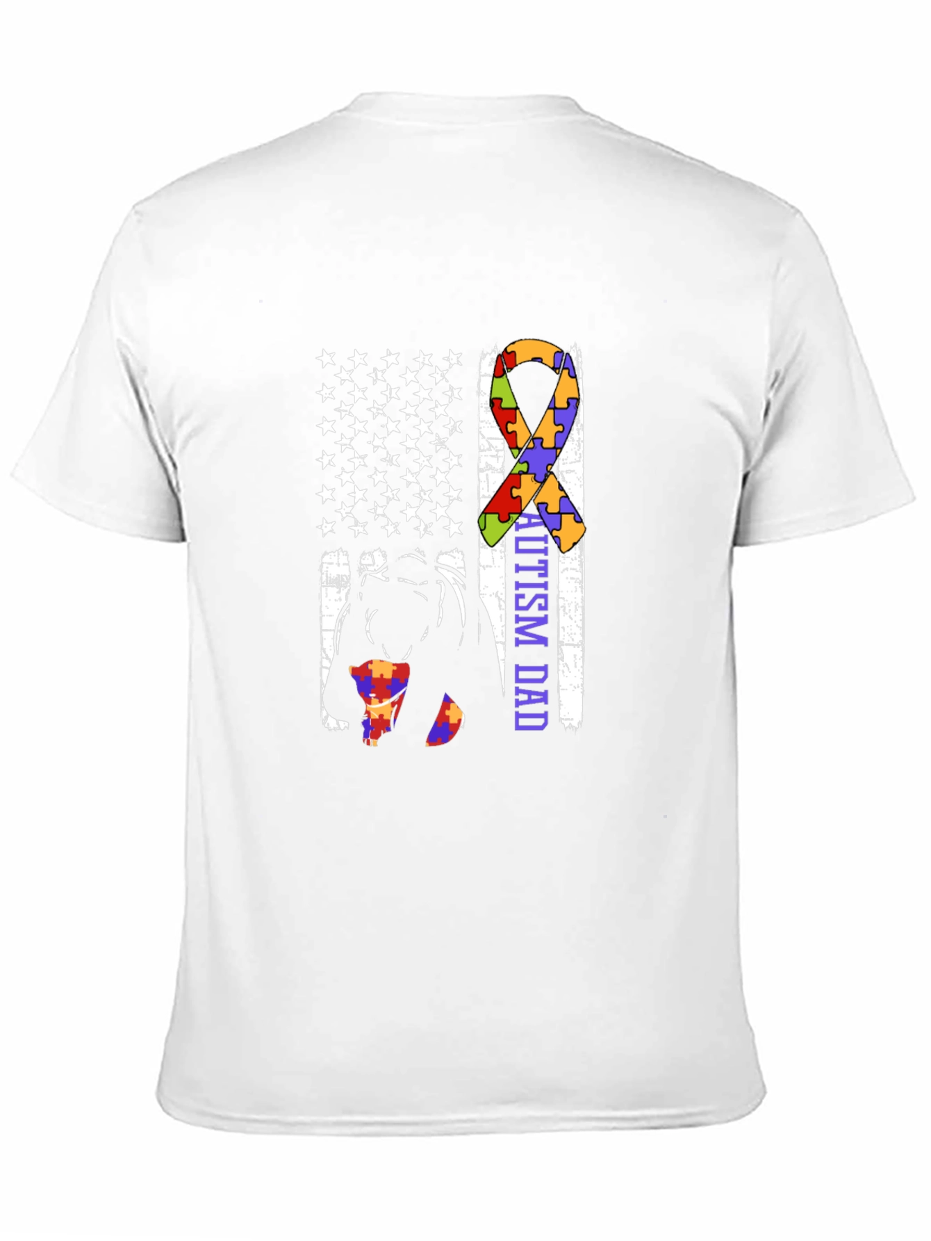 Autism Dad USA Flag Graphic T-Shirt