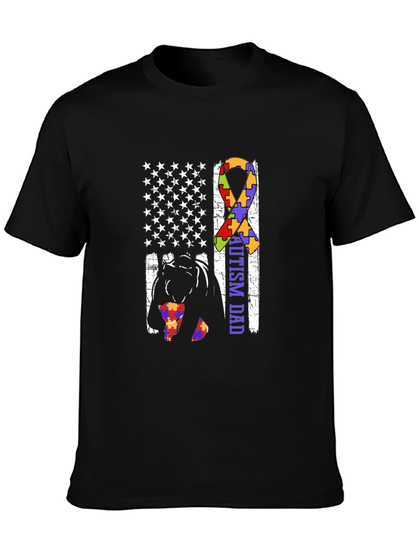 Autism Dad USA Flag Graphic T-Shirt
