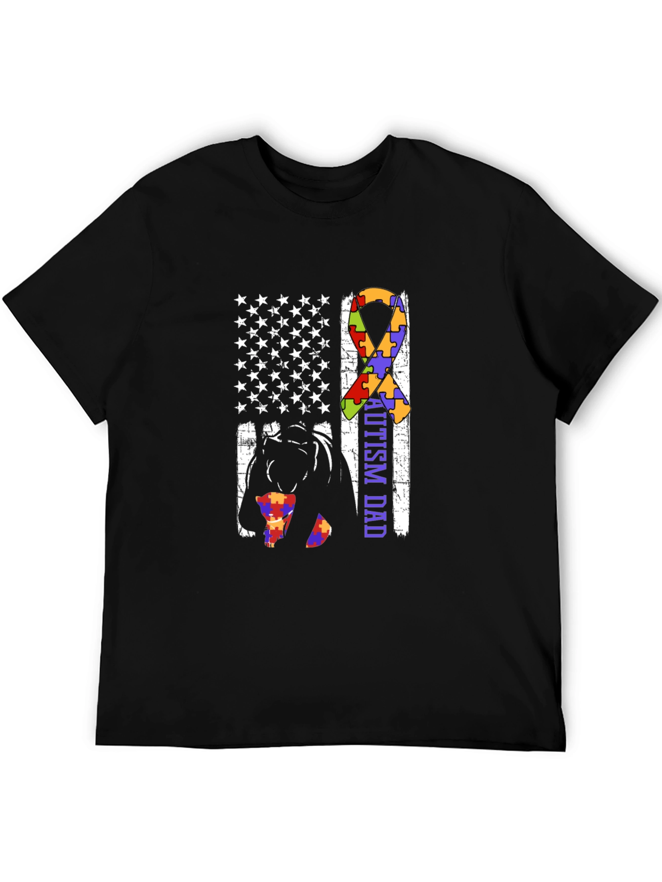 Autism Dad USA Flag Graphic T-Shirt