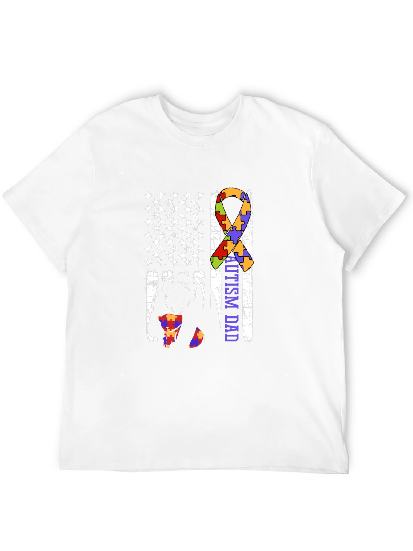 Autism Dad USA Flag Graphic T-Shirt