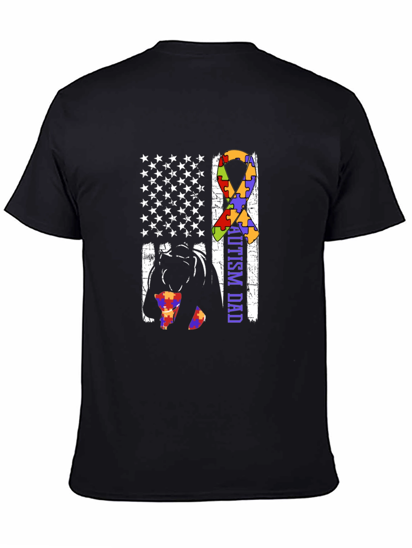 Autism Dad USA Flag Graphic T-Shirt