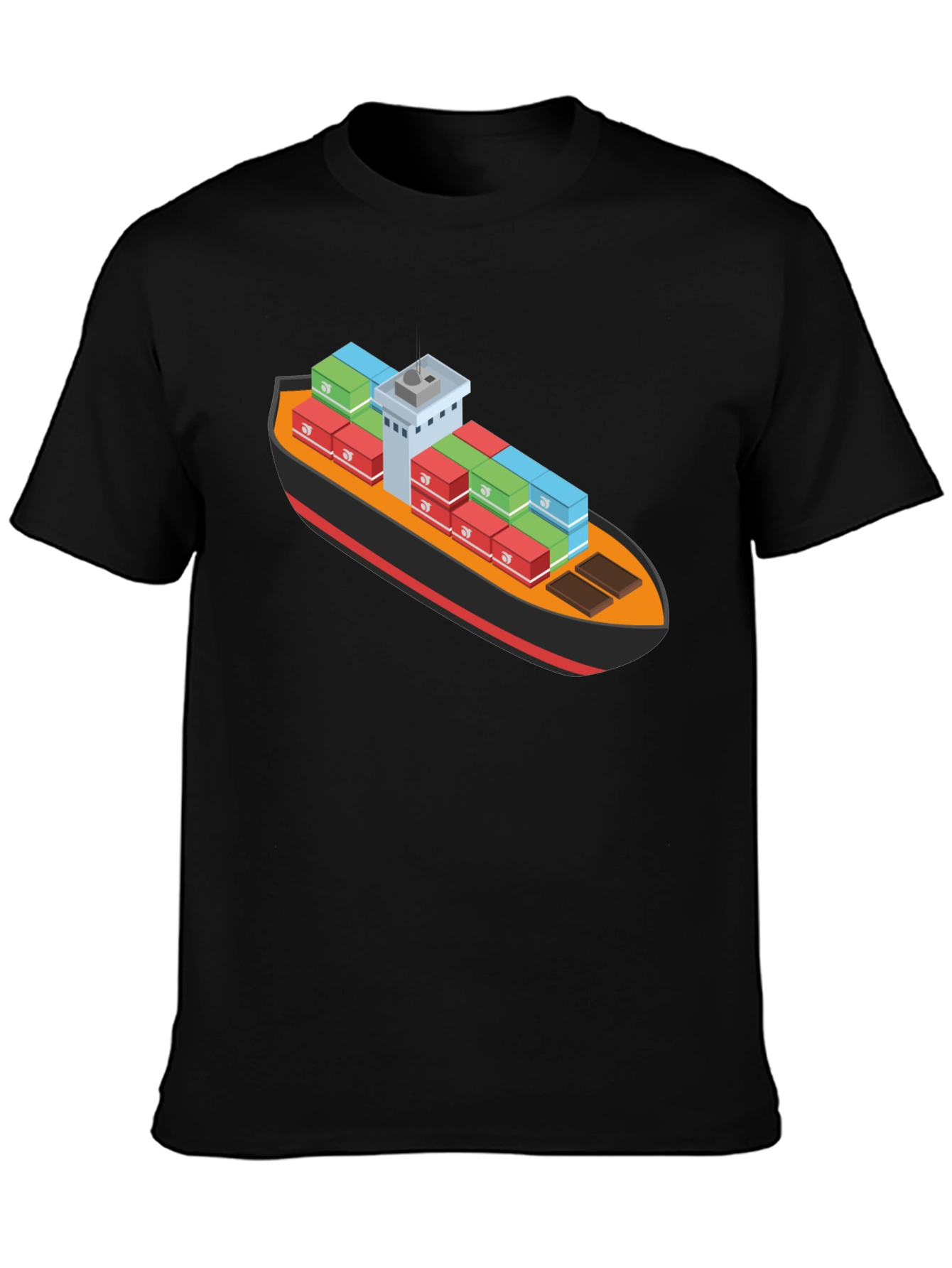 Cargo Ship Graphic Tee - Black Cotton Blend