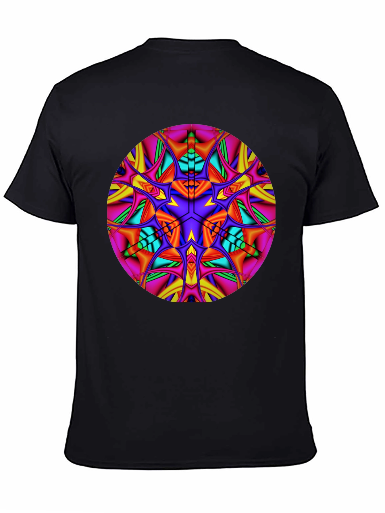 Vibrant Kaleidoscope Mandala Graphic Tee - Black