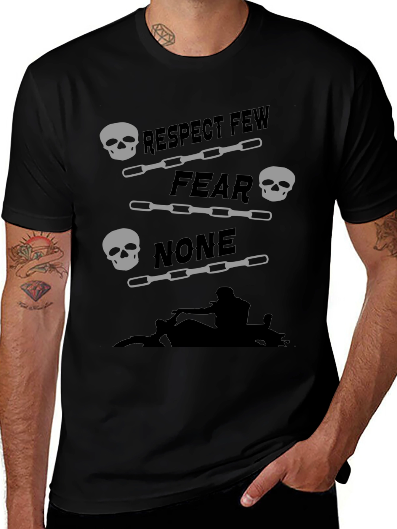 Respect Few Fear None Skull Graphic Tee