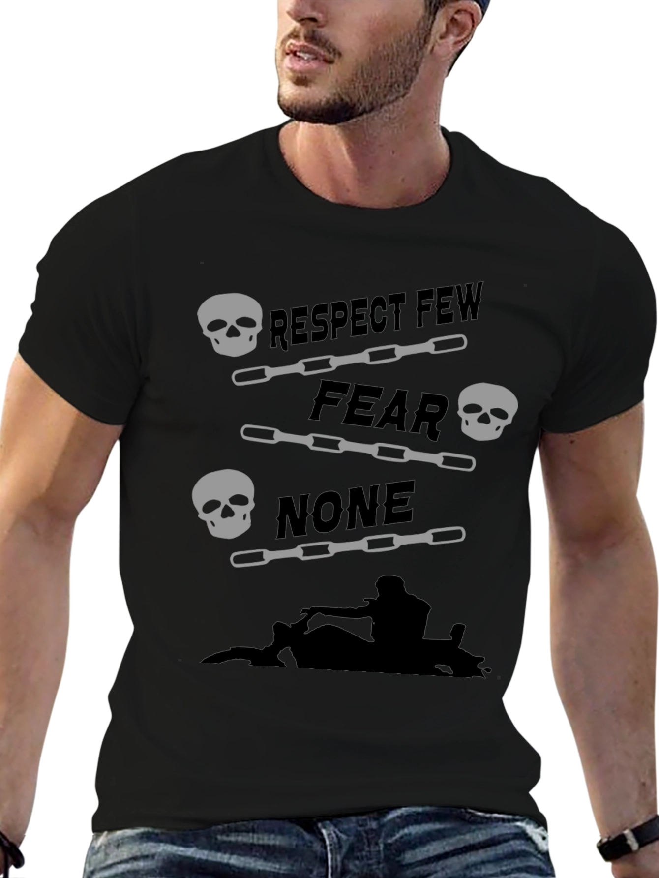 Respect Few Fear None Skull Graphic Tee