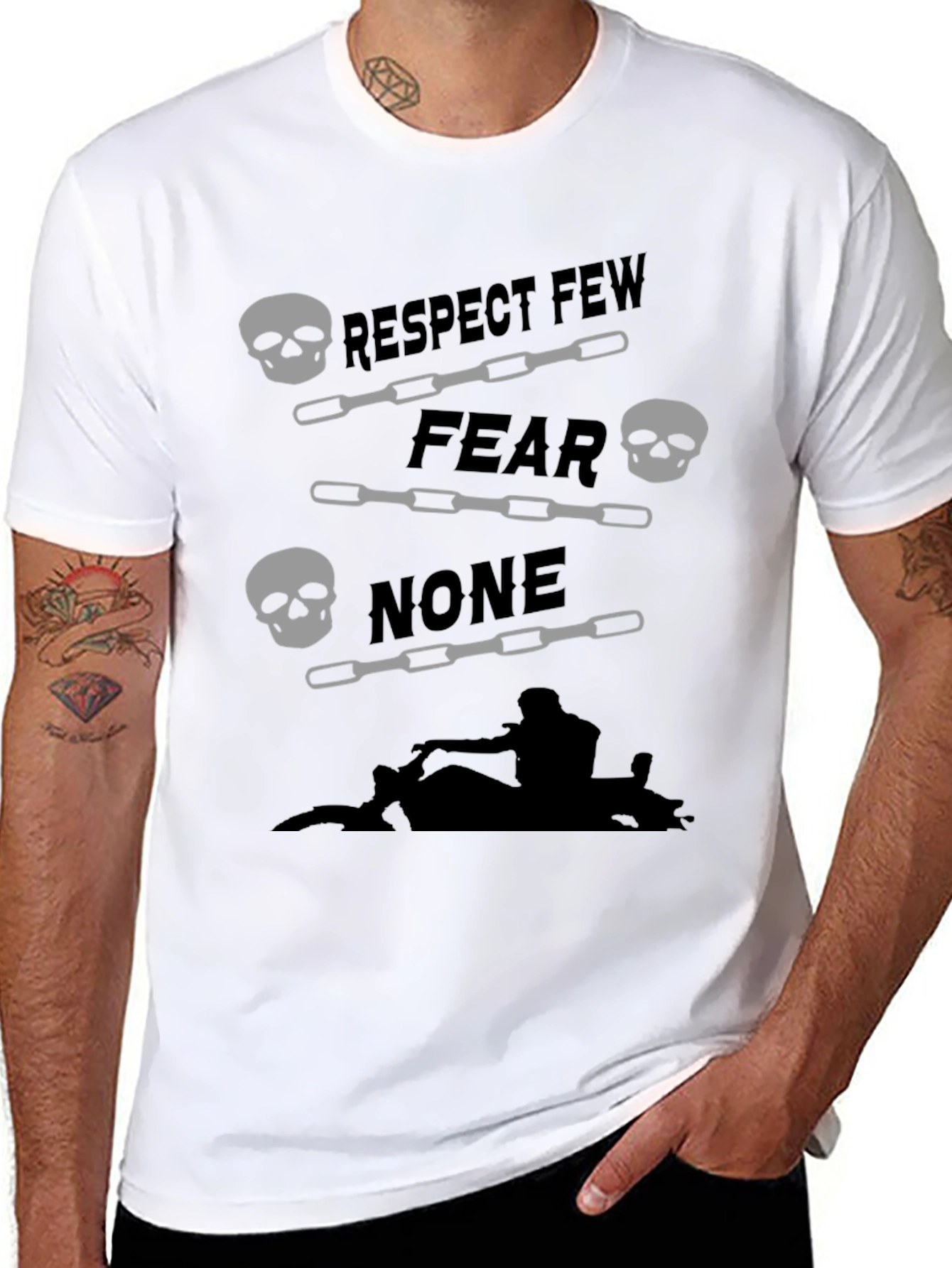 Respect Few Fear None Skull Graphic Tee