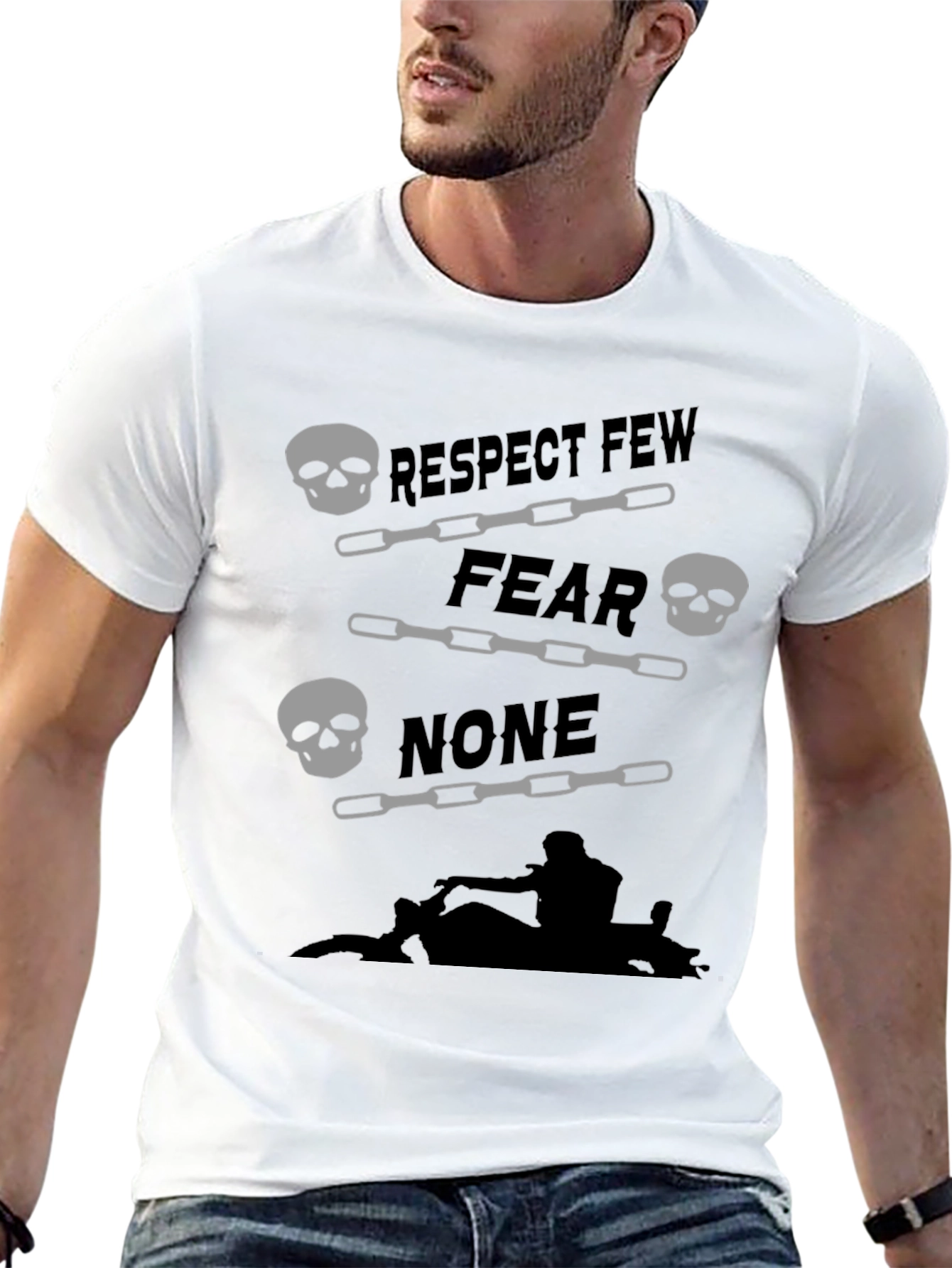 Respect Few Fear None Skull Graphic Tee