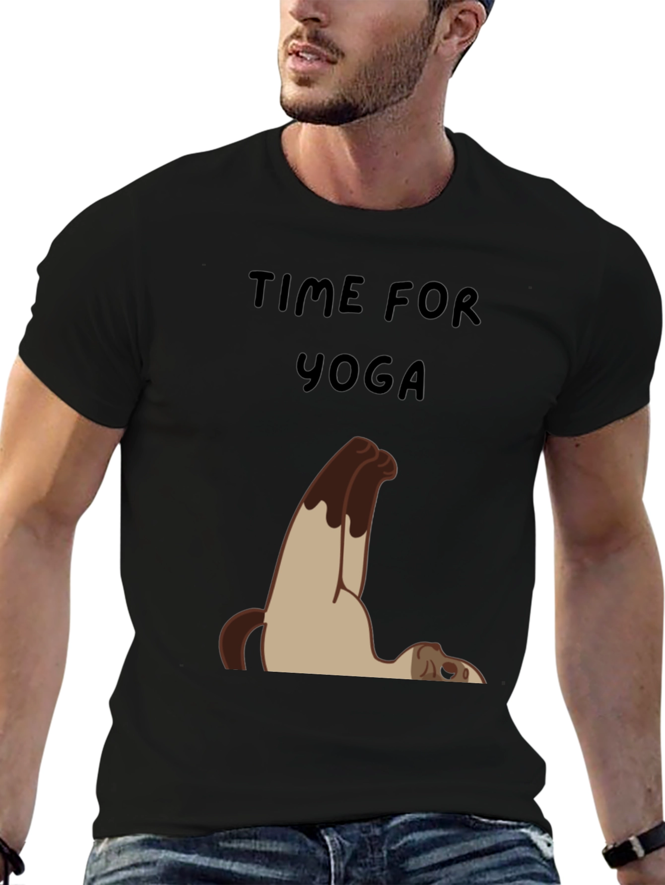 Time For Yoga Cat Graphic T-Shirt