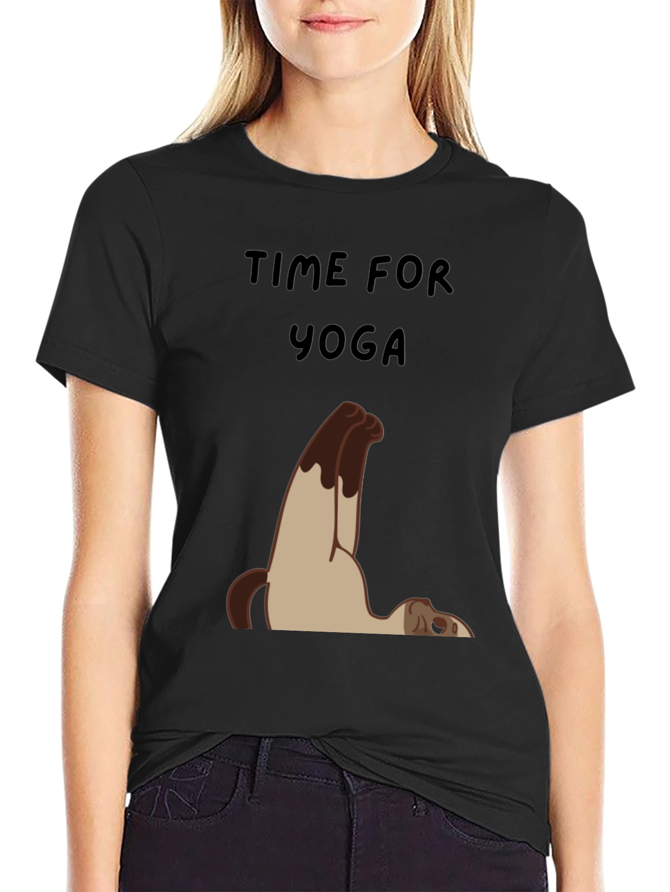 Time For Yoga Cat Graphic T-Shirt