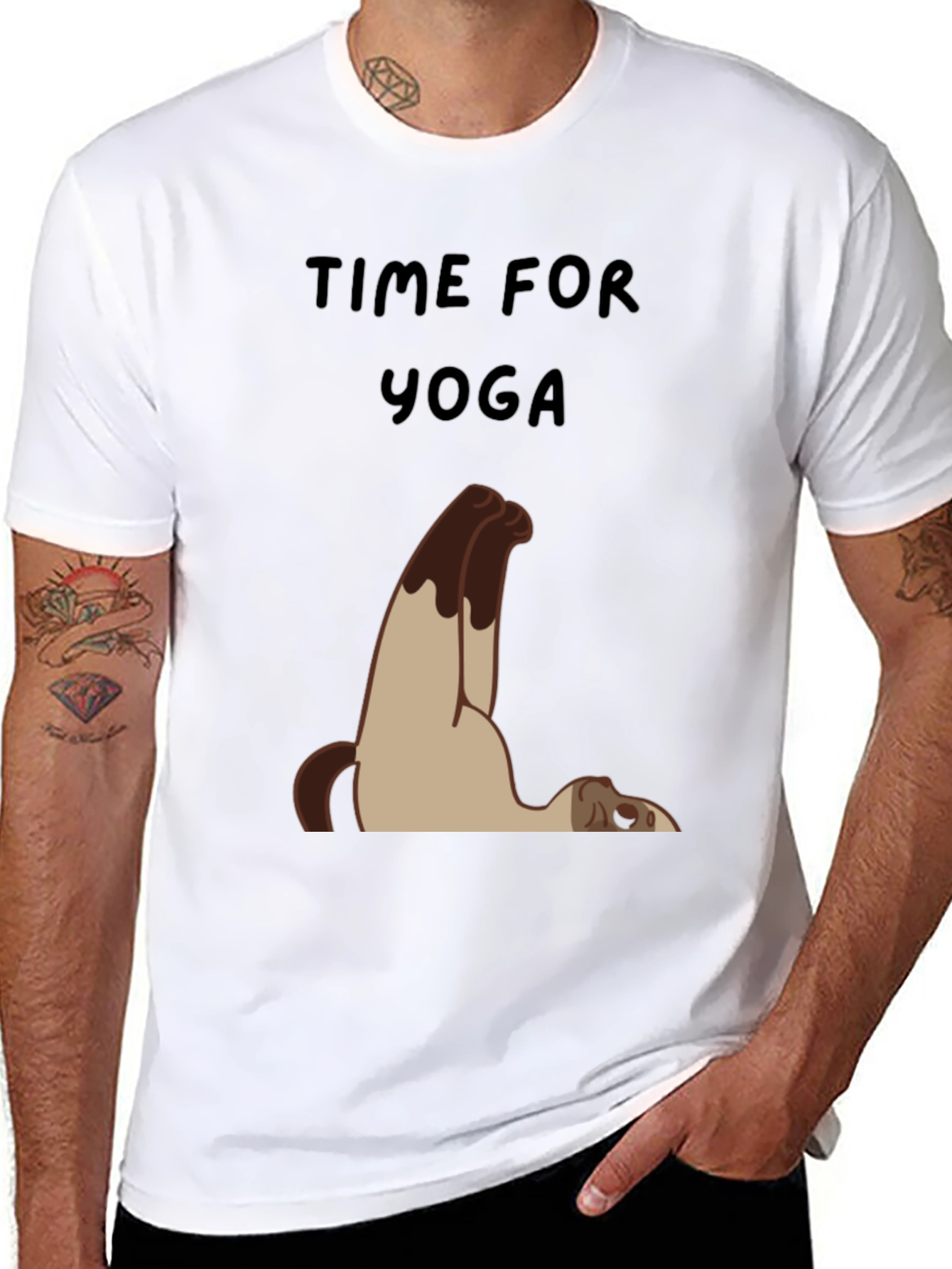Time For Yoga Cat Graphic T-Shirt