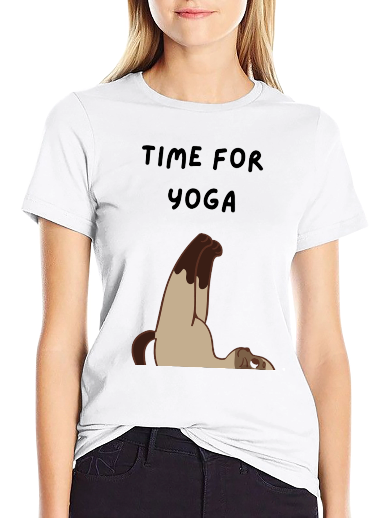 Time For Yoga Cat Graphic T-Shirt