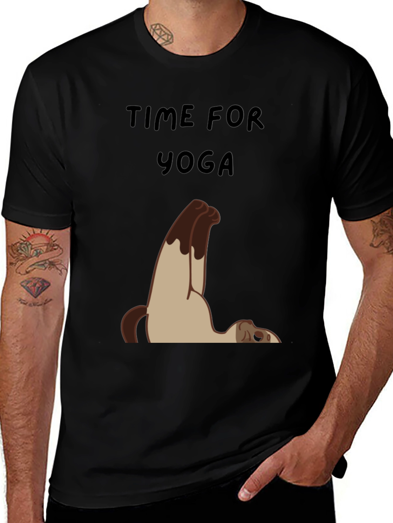 Time For Yoga Cat Graphic T-Shirt