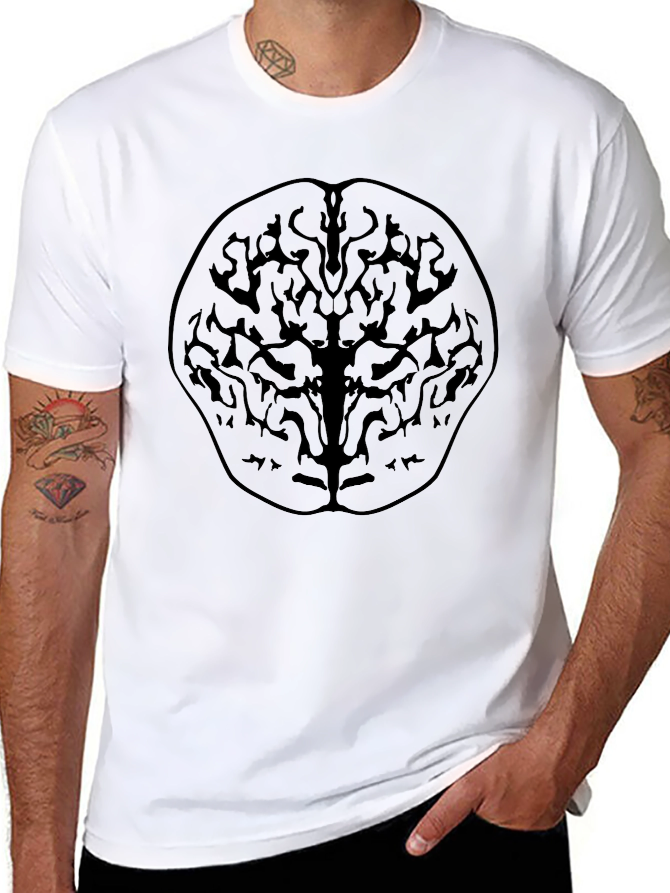 Abstract Brain Tree Black Graphic Tee