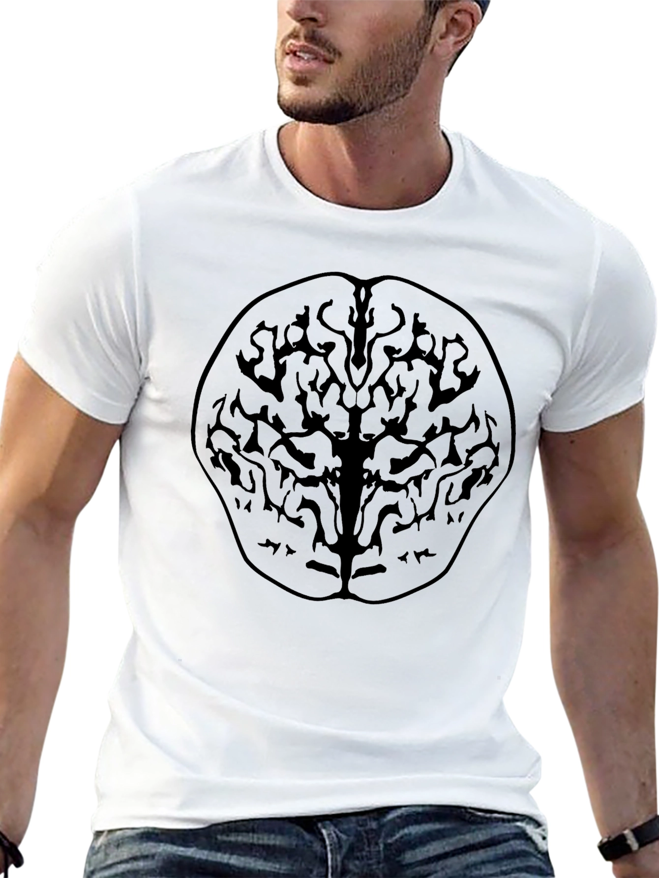 Abstract Brain Tree Black Graphic Tee
