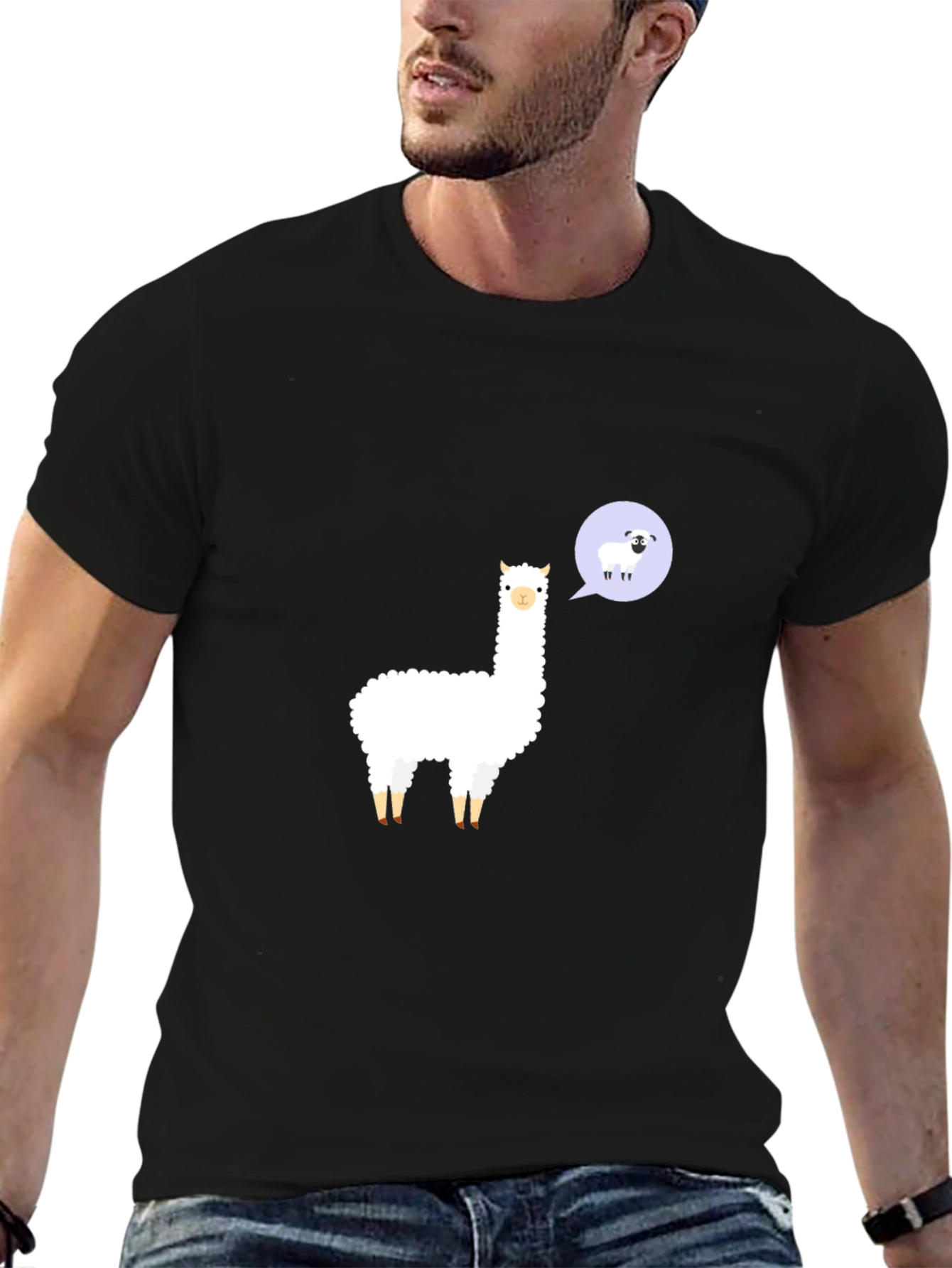 Alpaca & Sheep T-Shirt - Black Cotton Tee