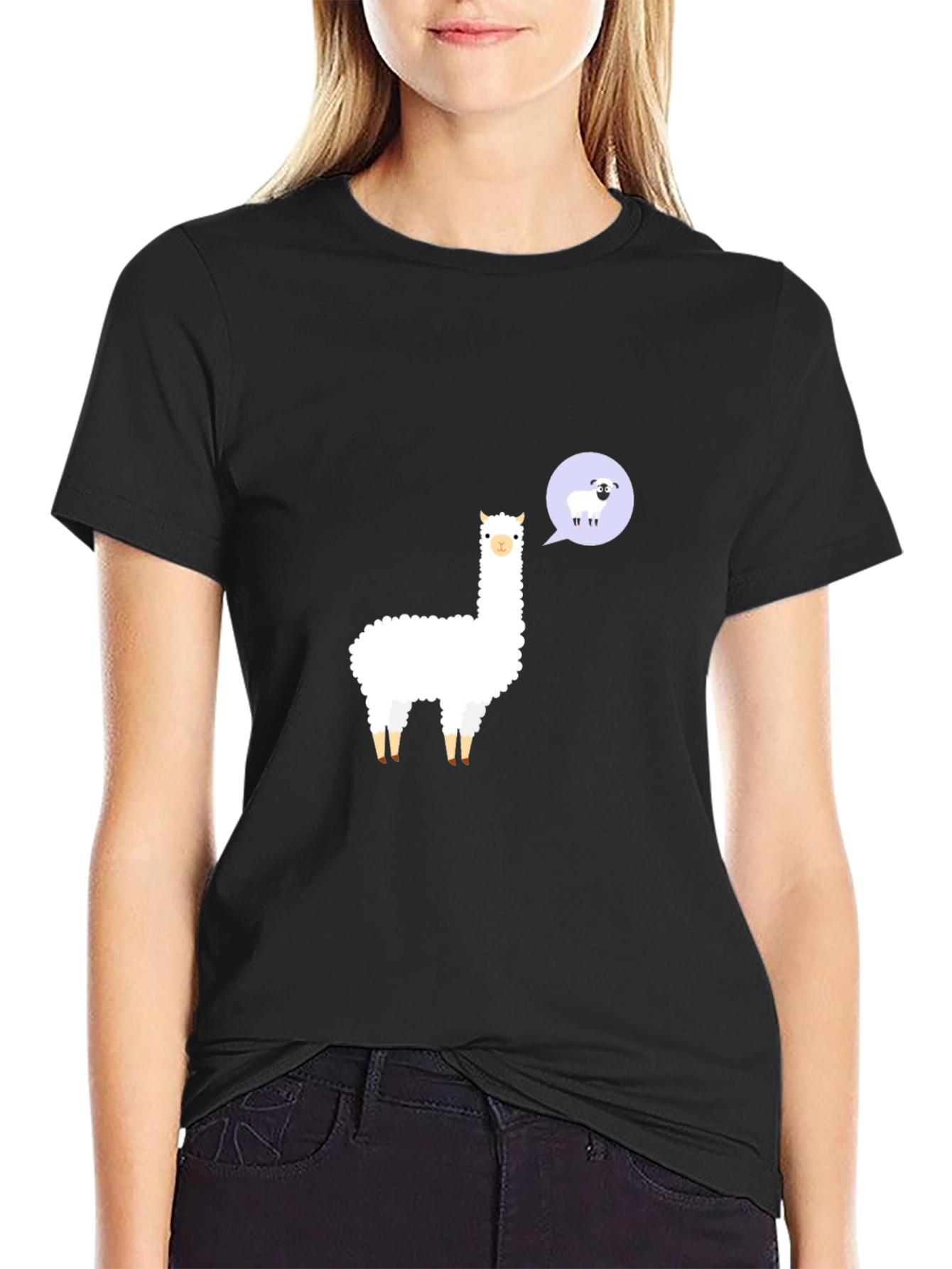 Alpaca & Sheep T-Shirt - Black Cotton Tee