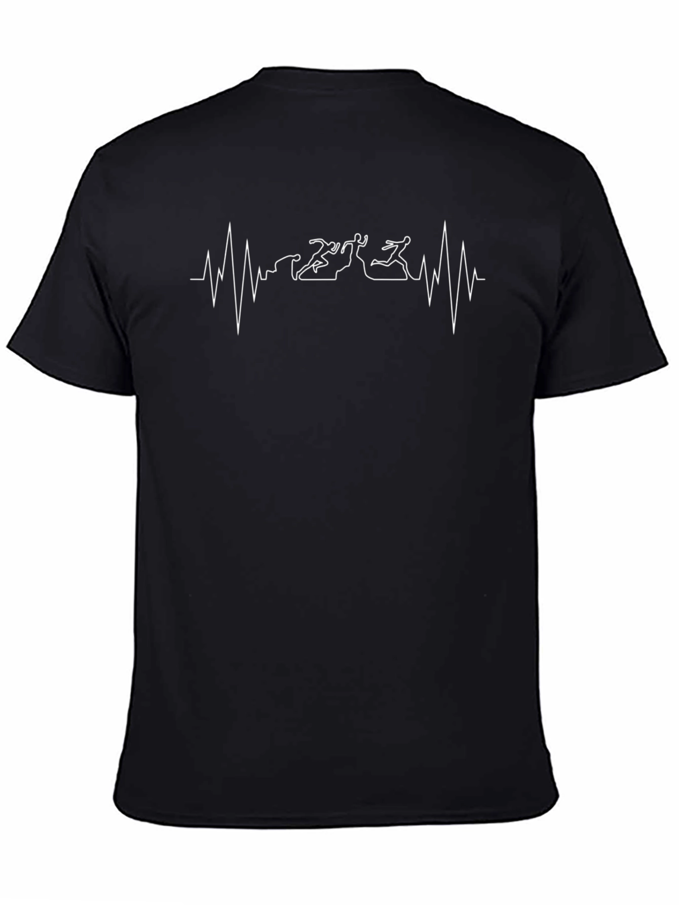 Running Heartbeat T-Shirt - Black Athletic Tee