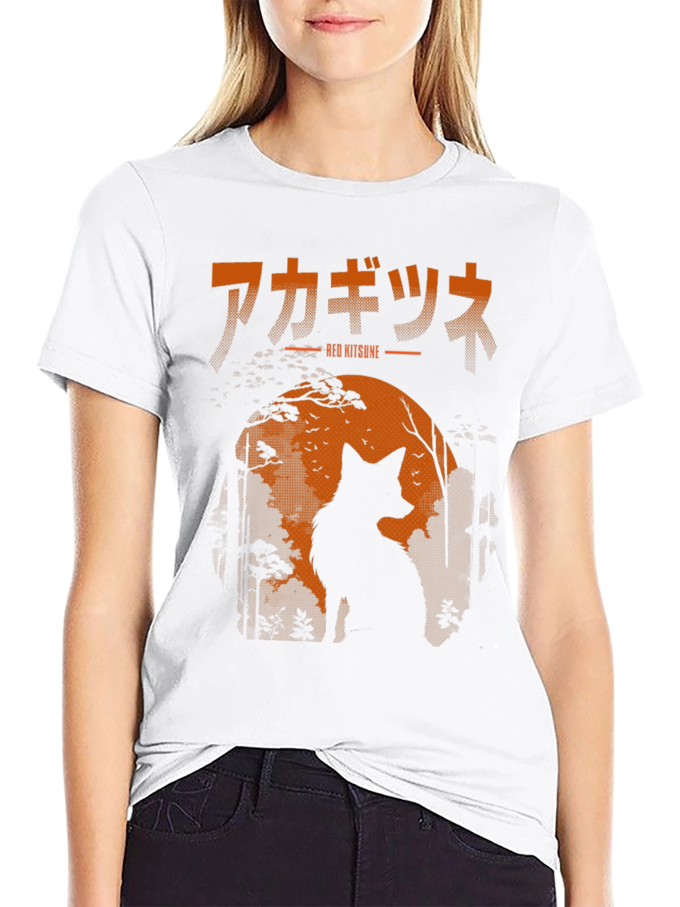 Red Kitsune T-Shirt Japanese Fox Design