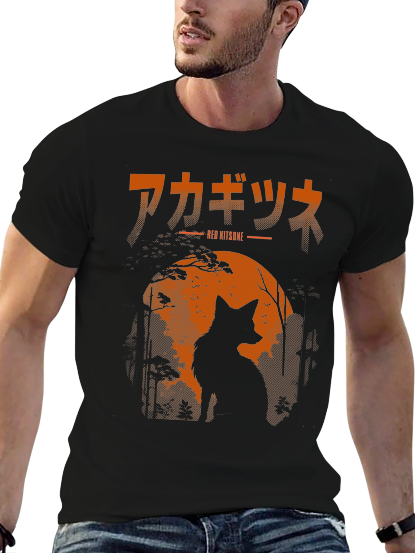 Red Kitsune T-Shirt Japanese Fox Design