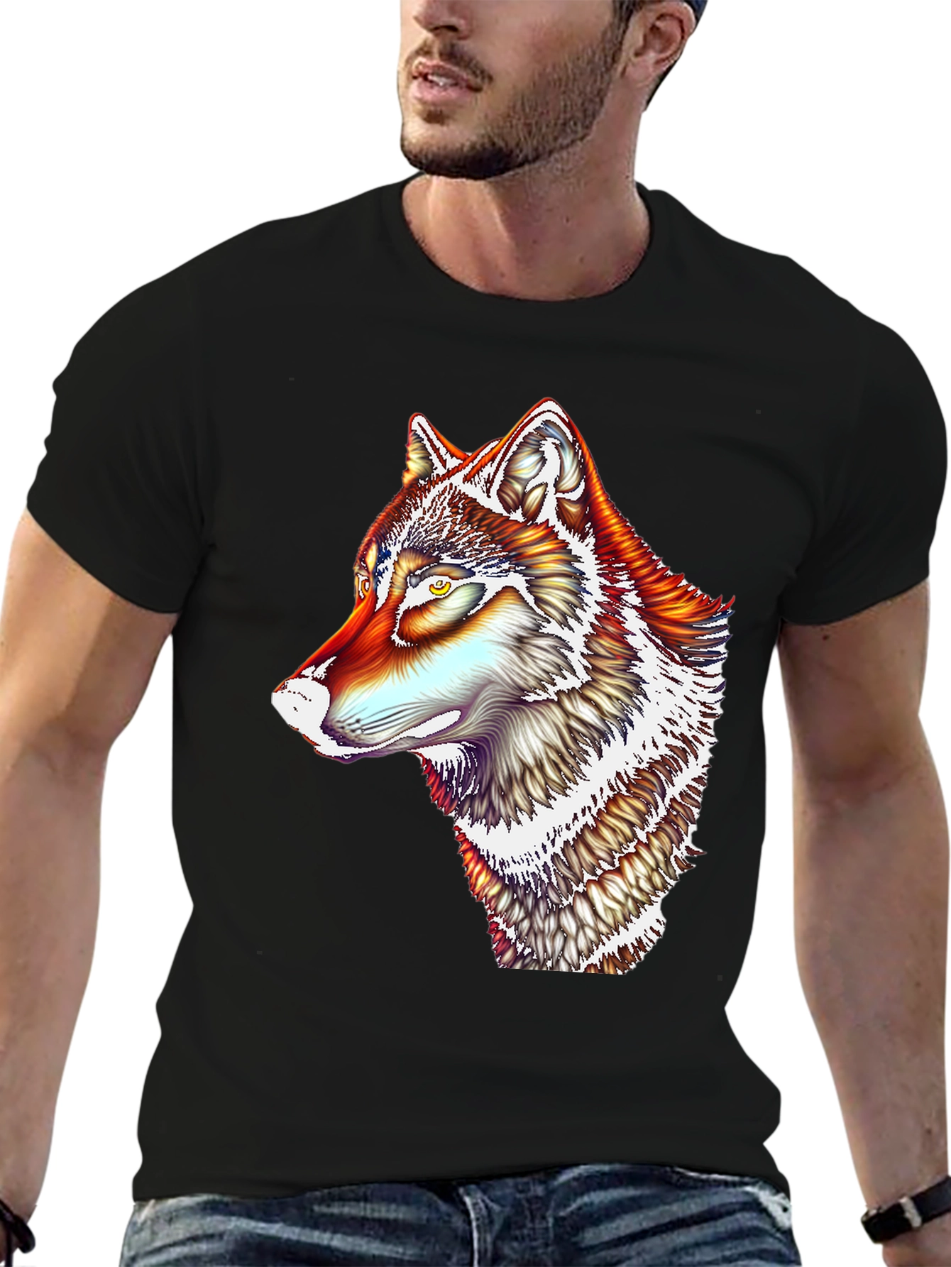 Vivid Wolf Graphic T-Shirt - Mens Black Tee