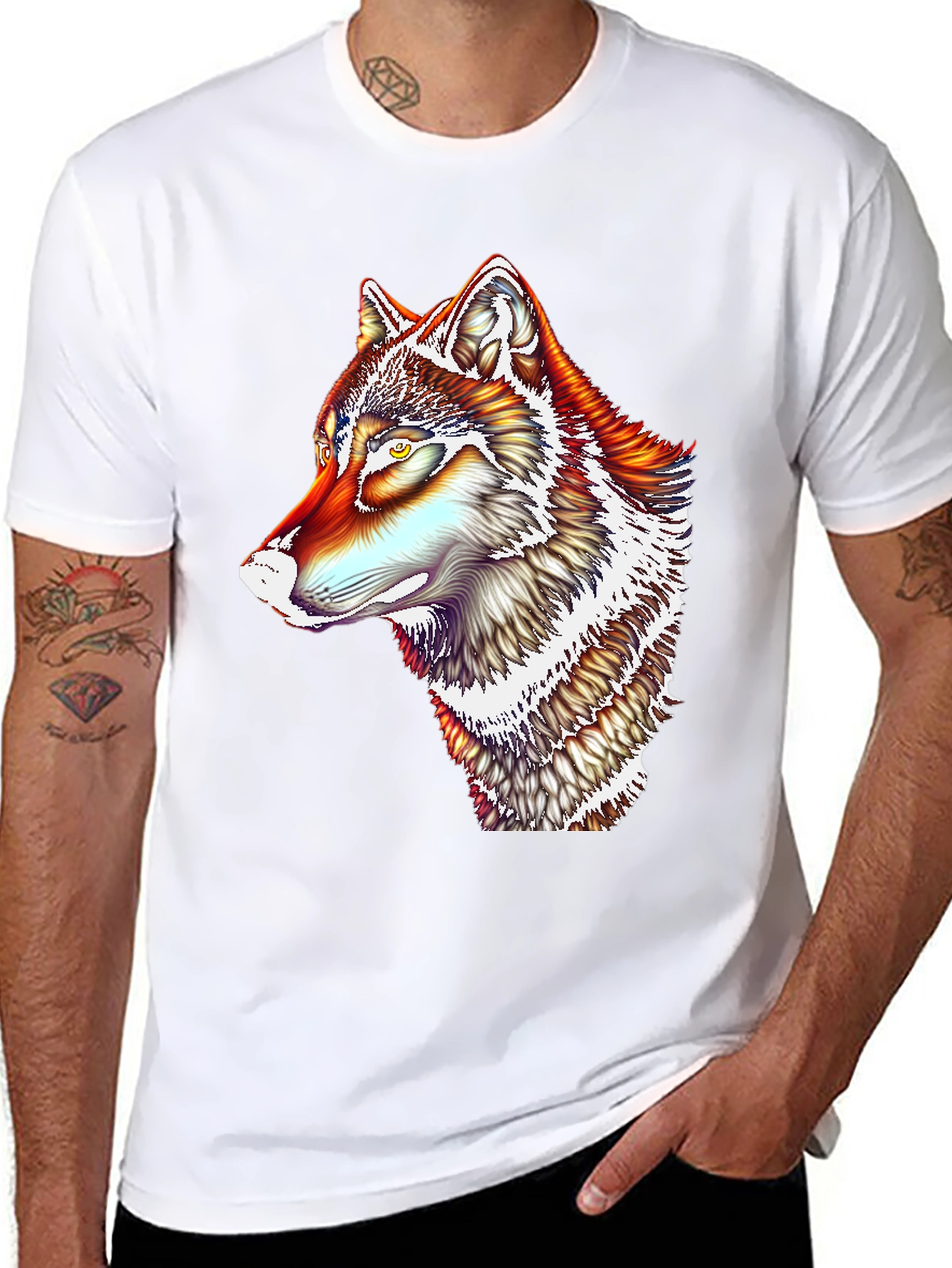 Vivid Wolf Graphic T-Shirt - Mens Black Tee