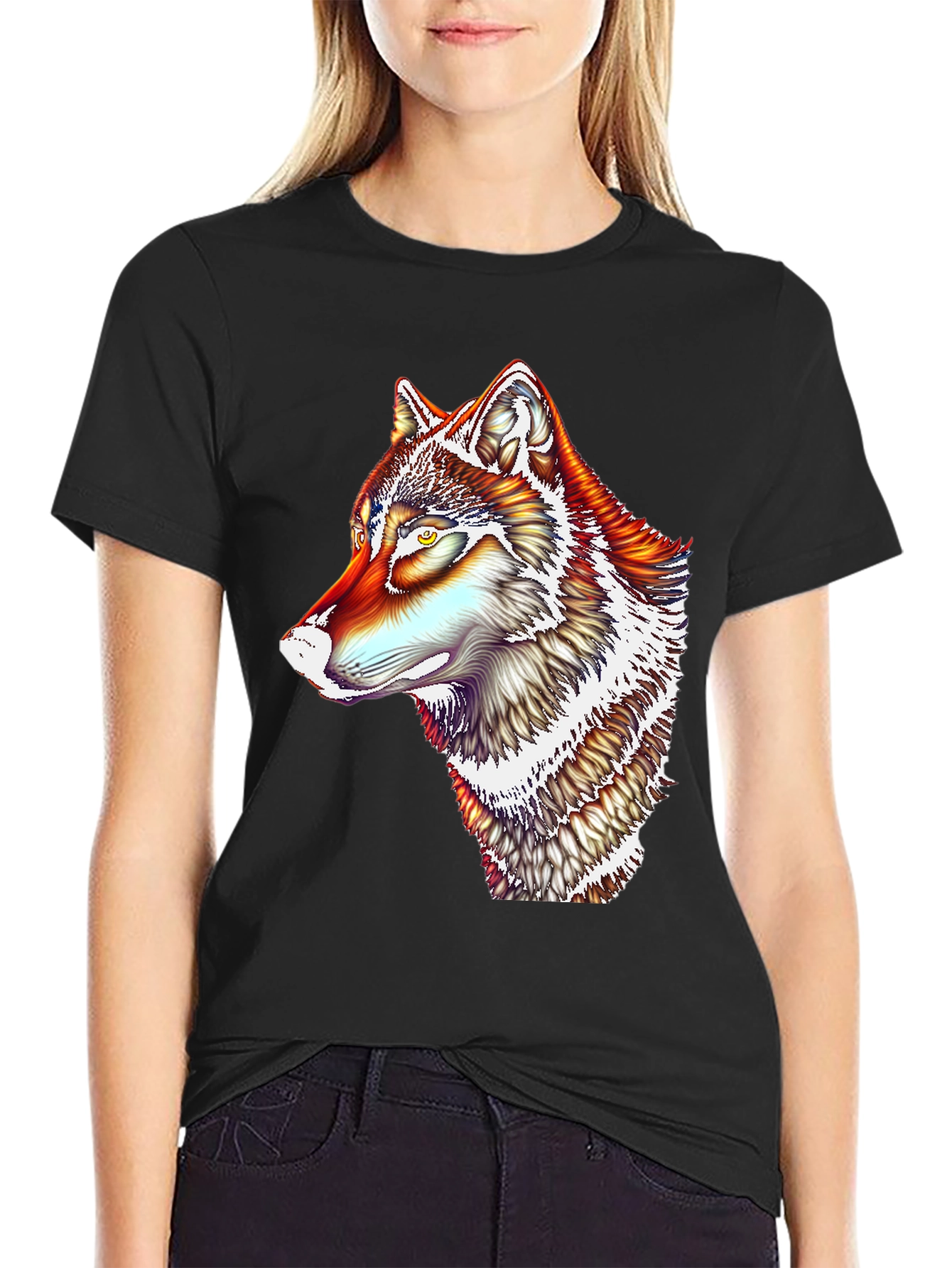 Vivid Wolf Graphic T-Shirt - Mens Black Tee