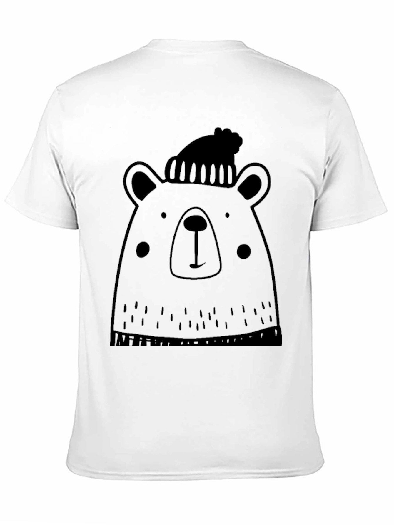 Bear with Beanie Graphic Tee - Soft Black T-Shirt