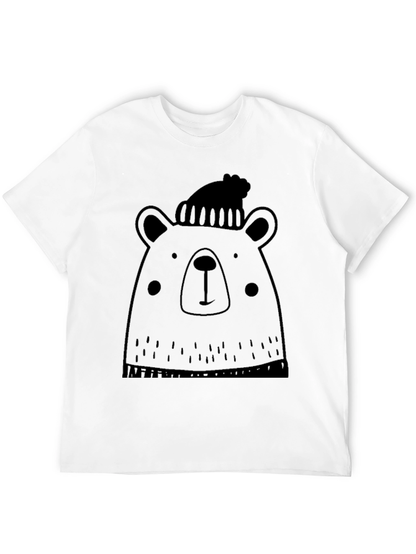 Bear with Beanie Graphic Tee - Soft Black T-Shirt