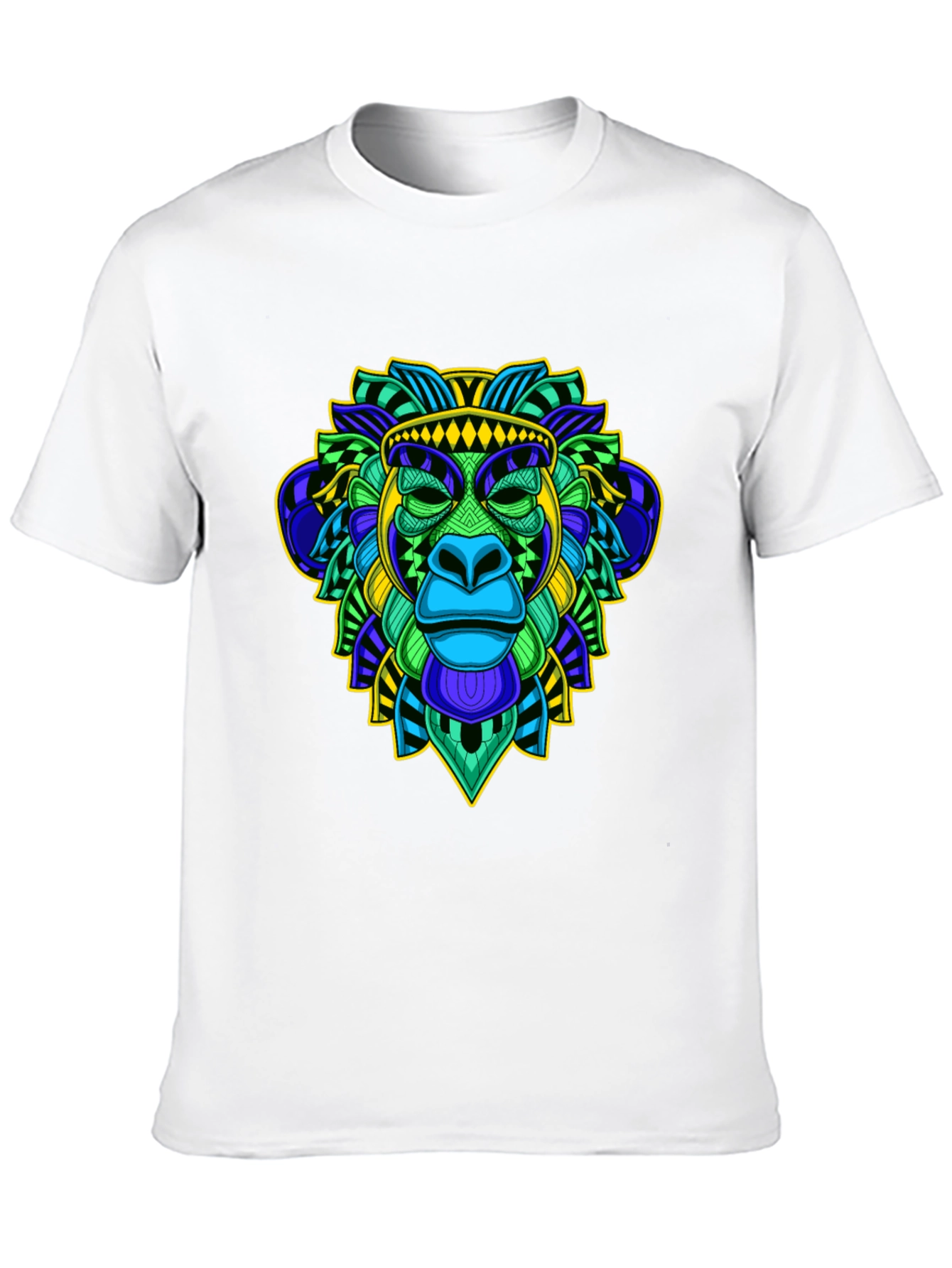 Vibrant Monkey Head Graphic T-Shirt