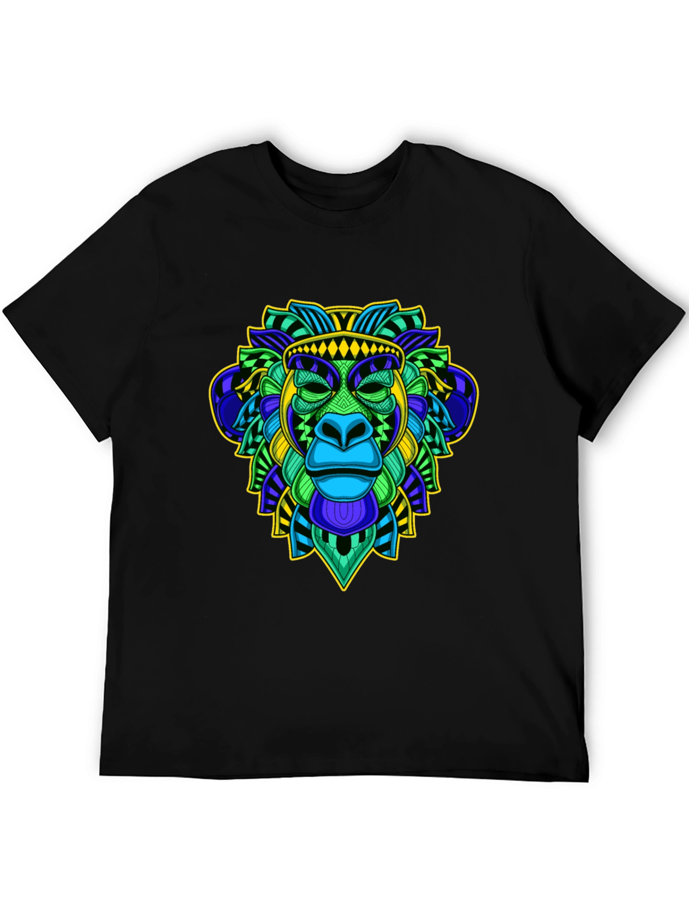 Vibrant Monkey Head Graphic T-Shirt