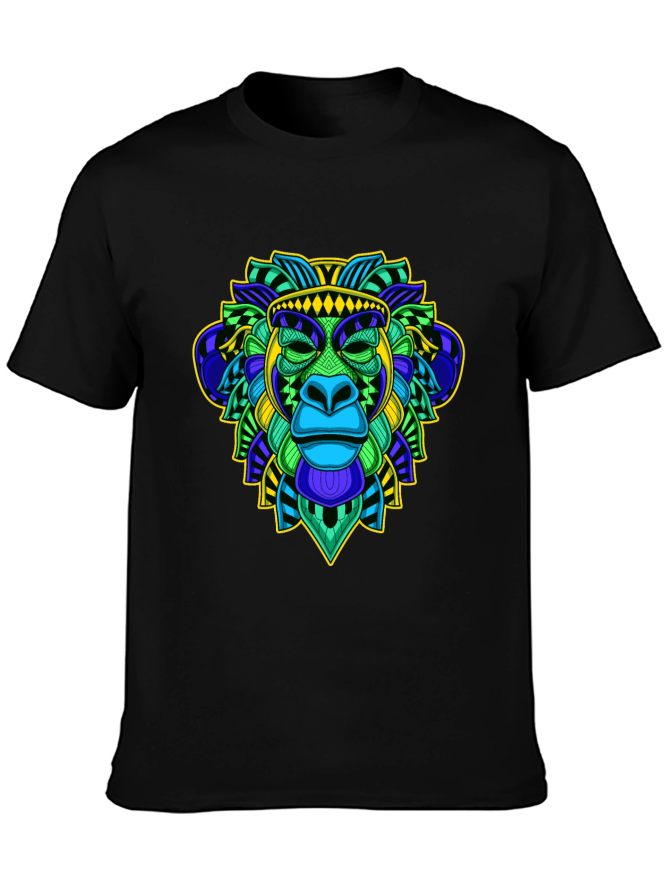 Vibrant Monkey Head Graphic T-Shirt