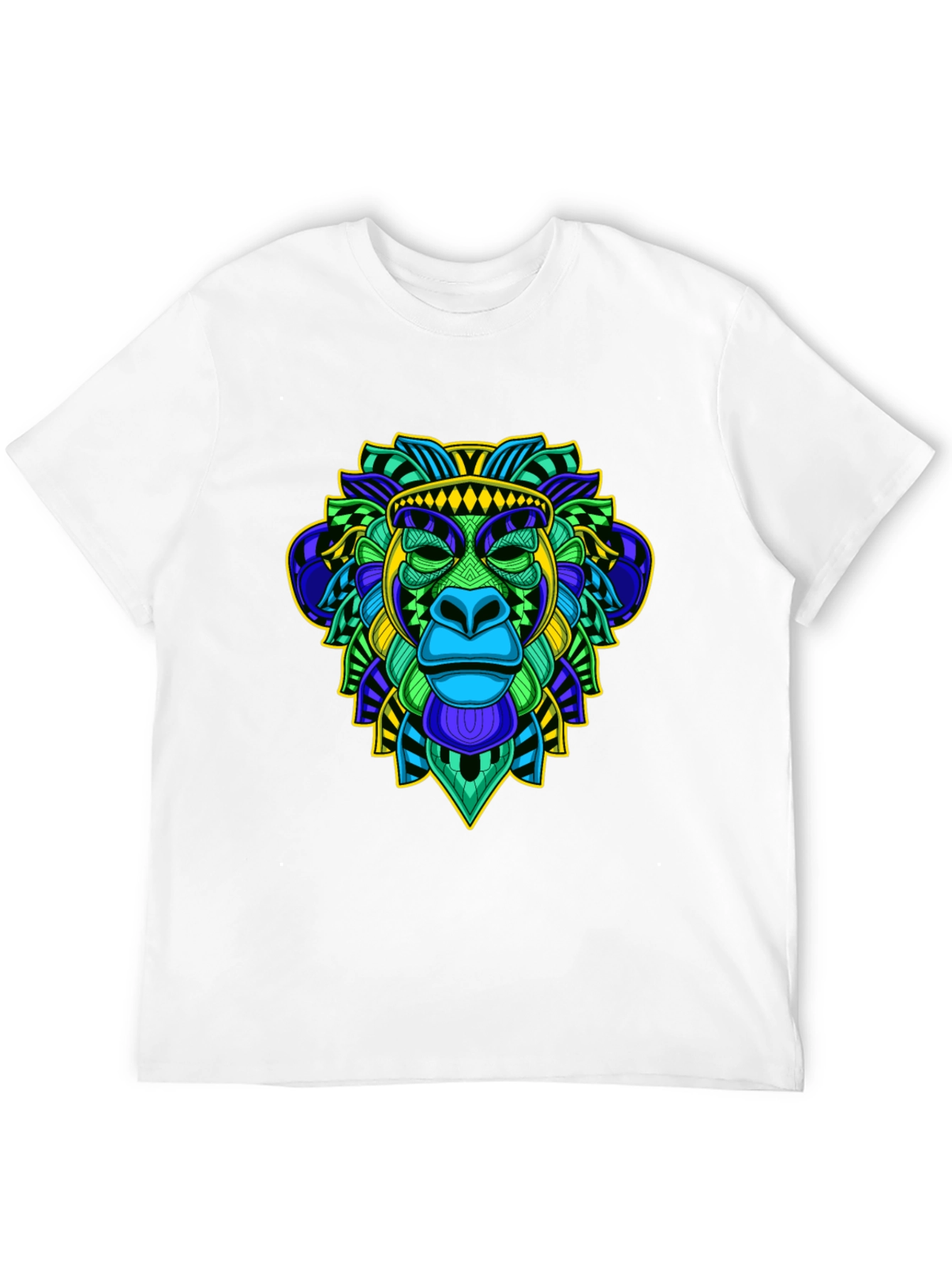 Vibrant Monkey Head Graphic T-Shirt