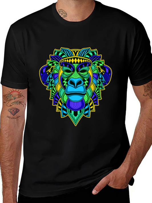 Vibrant Monkey Head Graphic T-Shirt